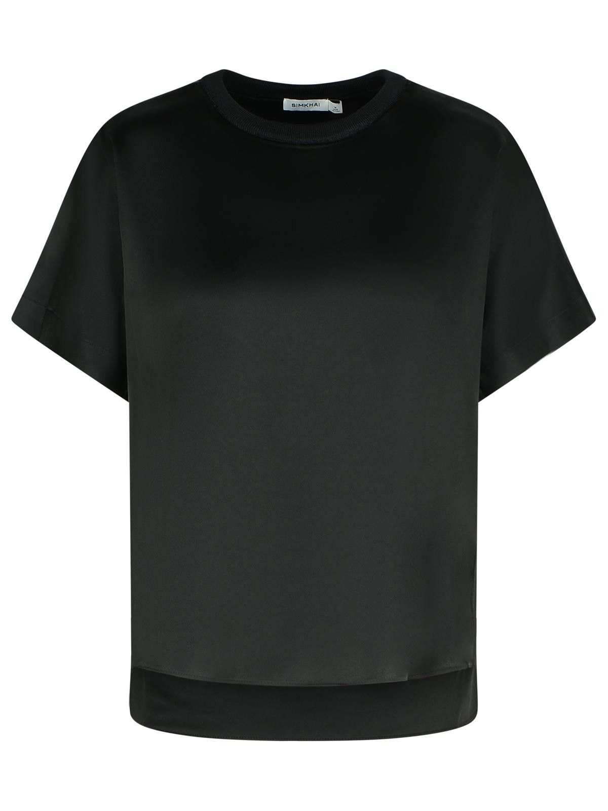 Simkhai SIMKHAI 'Addy' Black Acetate Blend T-Shirt Size L / US 10 / IT 46 - 1 Thumbnail