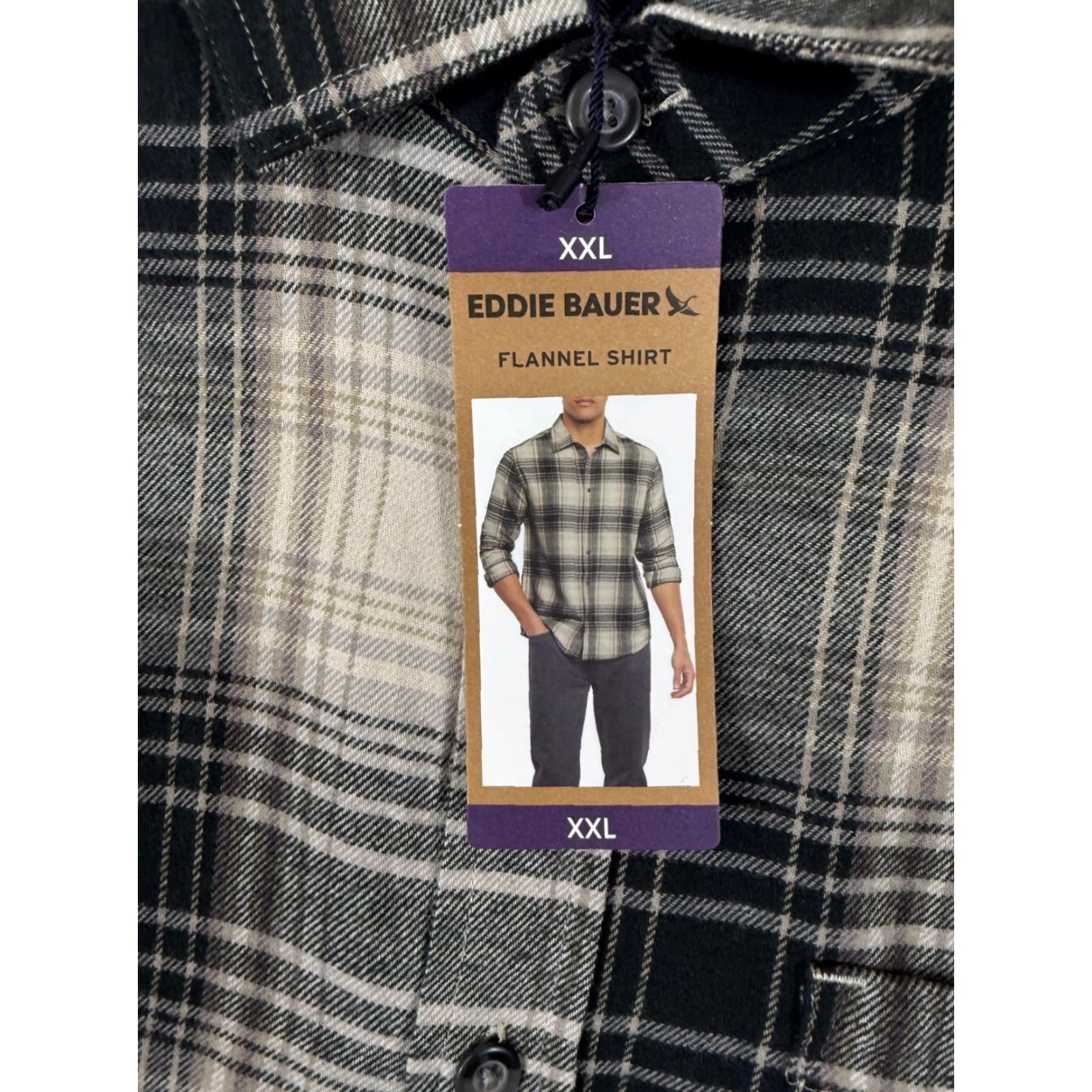 Eddie Bauer Eddie Bauer Shirt Mens 2XL Flannel Cream Black Plaid Button-Up Long Sleeve NWT Size US XXL / EU 58 / 5 - 6 Thumbnail