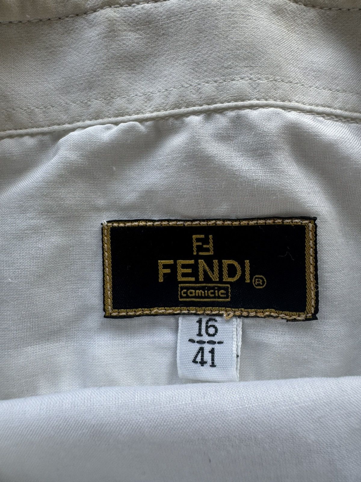 Fendi Fendi Vintage 16/41 Size White Button Striped Collar LongSleeve Button Shirt Size US L / EU 52-54 / 3 - 10 Thumbnail