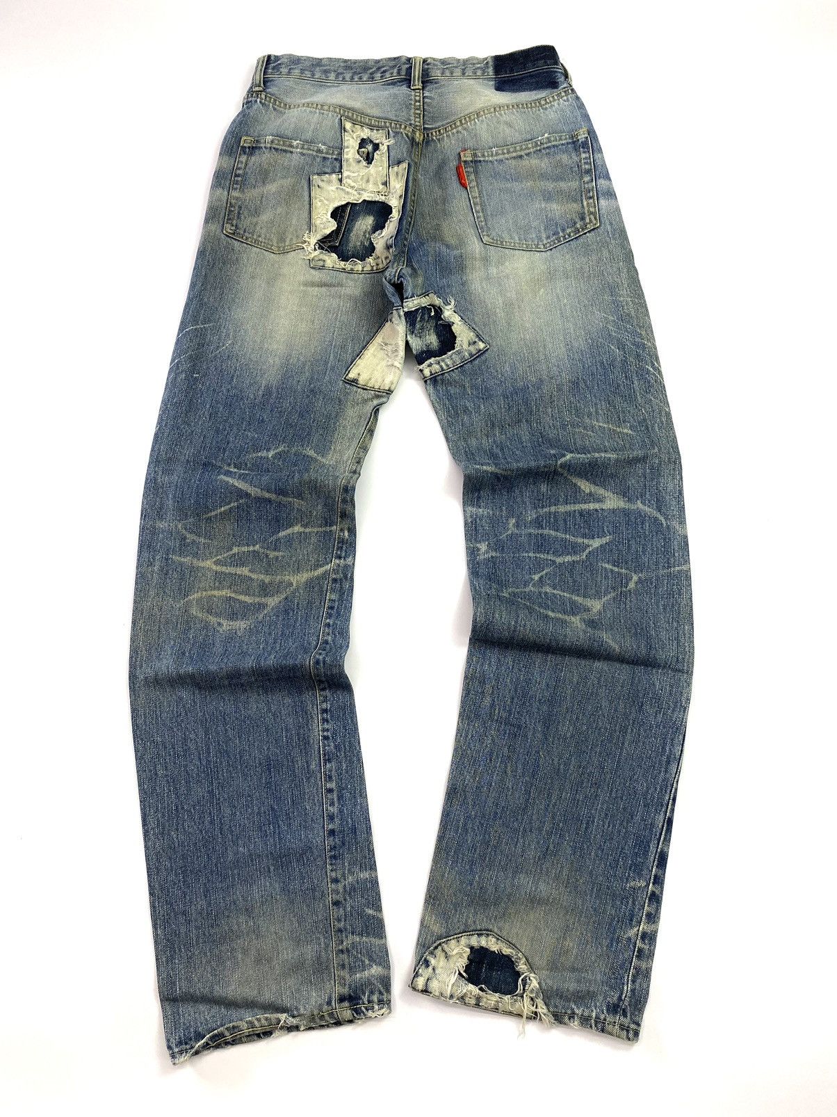 Japanese Brand × Jean Patchwork selvedge redline japanese jeans pant Size US 30 / EU 46 - 4 Thumbnail
