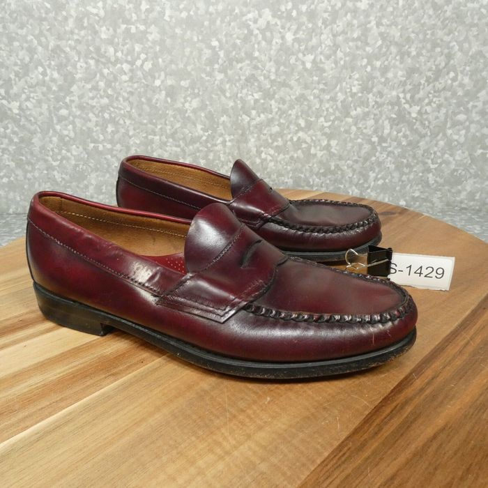 Vintage GH Bass Weejuns Penny Loafer Mens 9B Oxblood Burgundy Leather ...