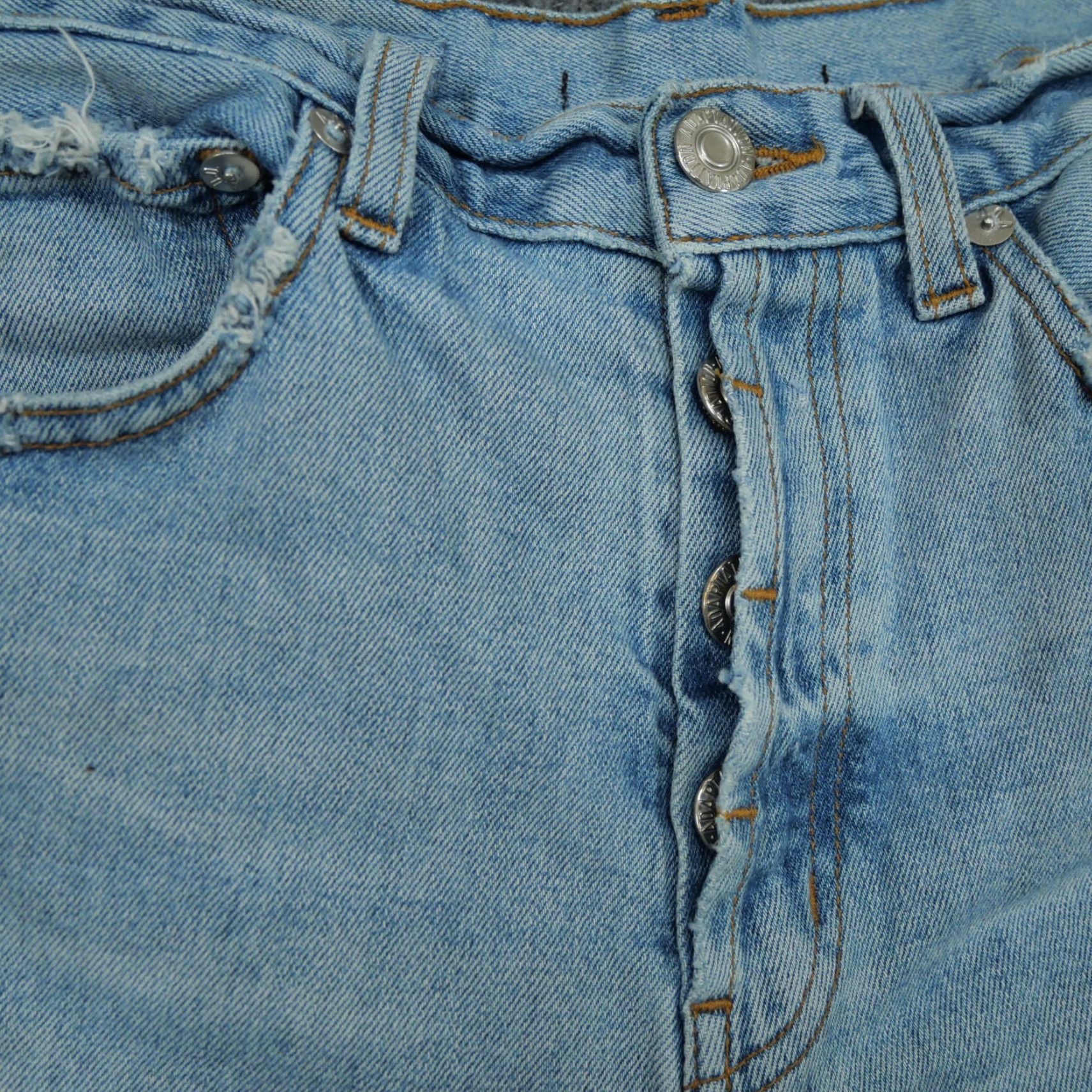 Vintage Womens Adaption Jeans Blue 28 Distressed Grunge Holes Button Fly 28x28 Size 28" / US 6 / IT 42 - 5 Thumbnail