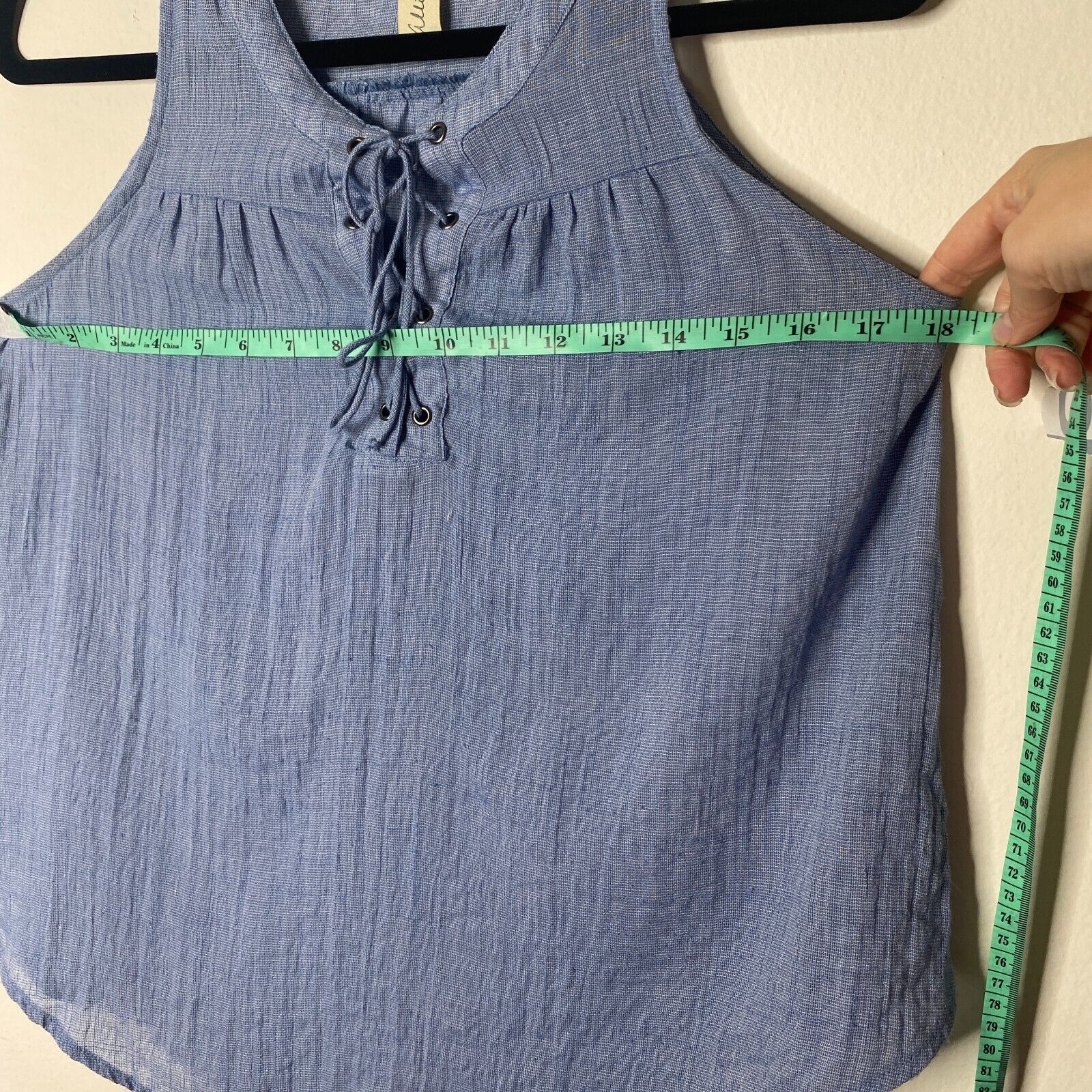 Other Allison Joy Blue Lace-Up Curved Hem Sleeveless Tank Top XS Size XS / US 0-2 / IT 36-38 - 9 Thumbnail