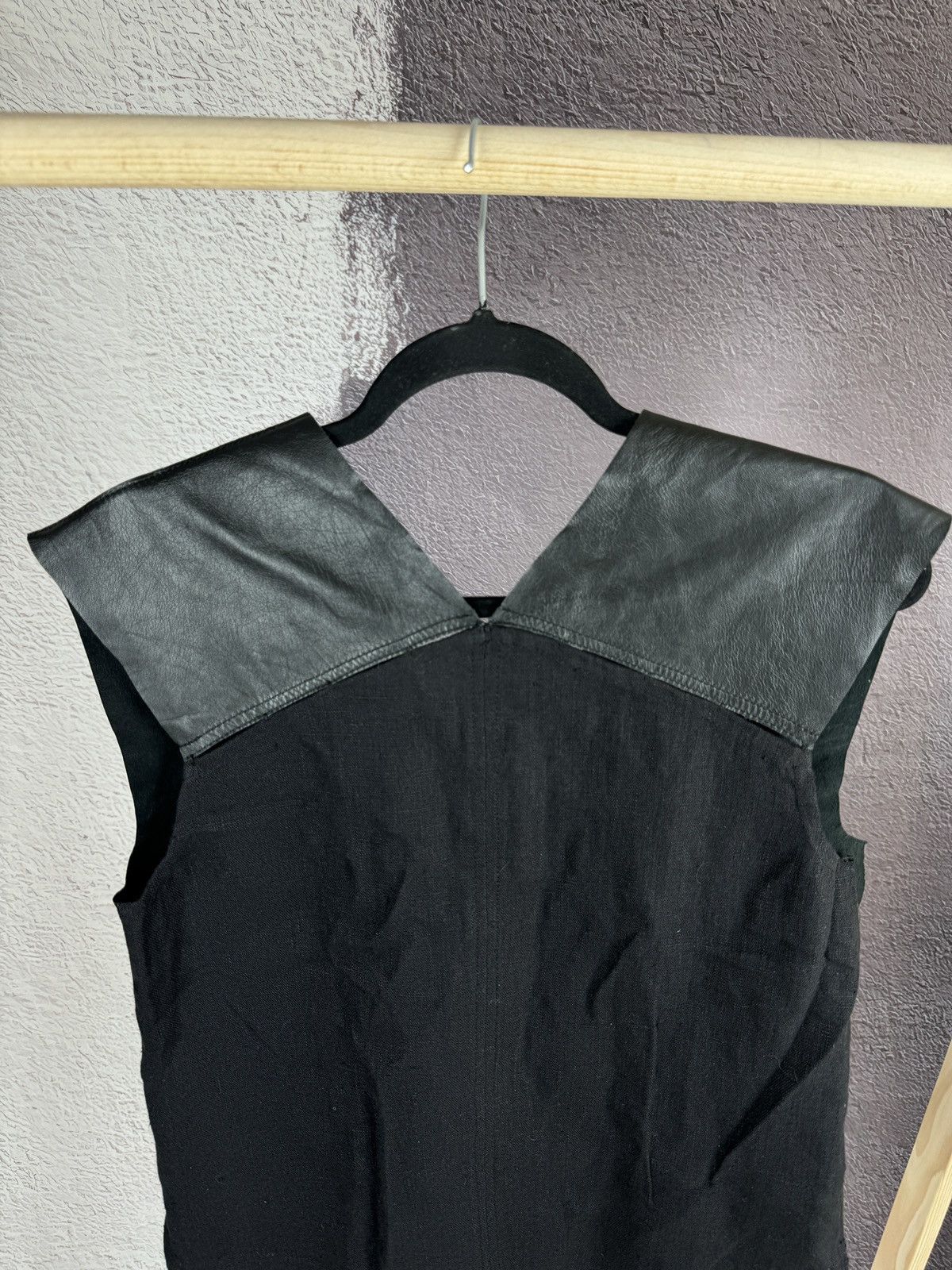 Designer × Genuine Leather Alysi creme black leather linen vest Size XS / US 0-2 / IT 36-38 - 10 Thumbnail