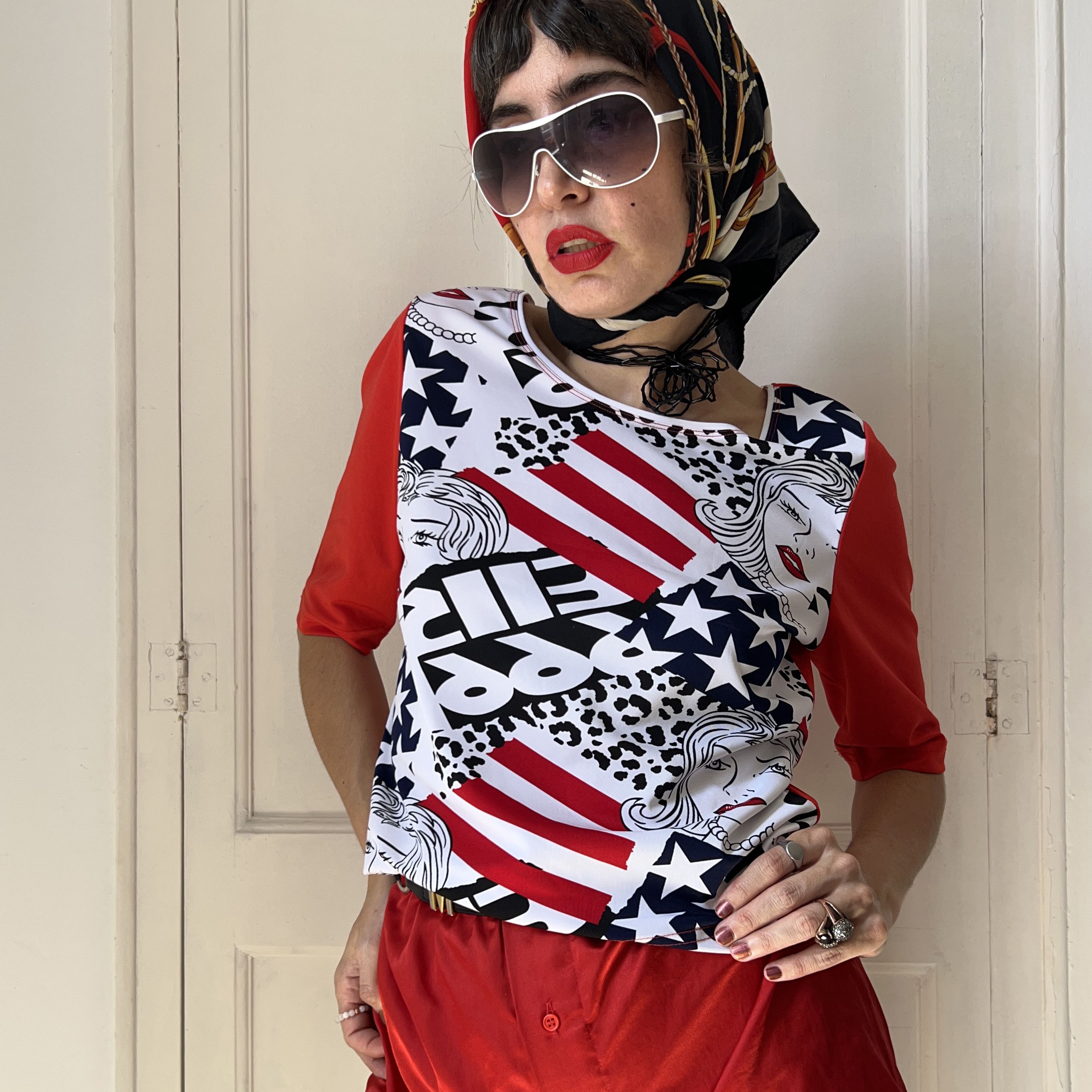 Vintage Vintage Y2K Patriotic Comic Pop Art Shirt Size XL / US 12-14 / IT 48-50 - 4 Thumbnail
