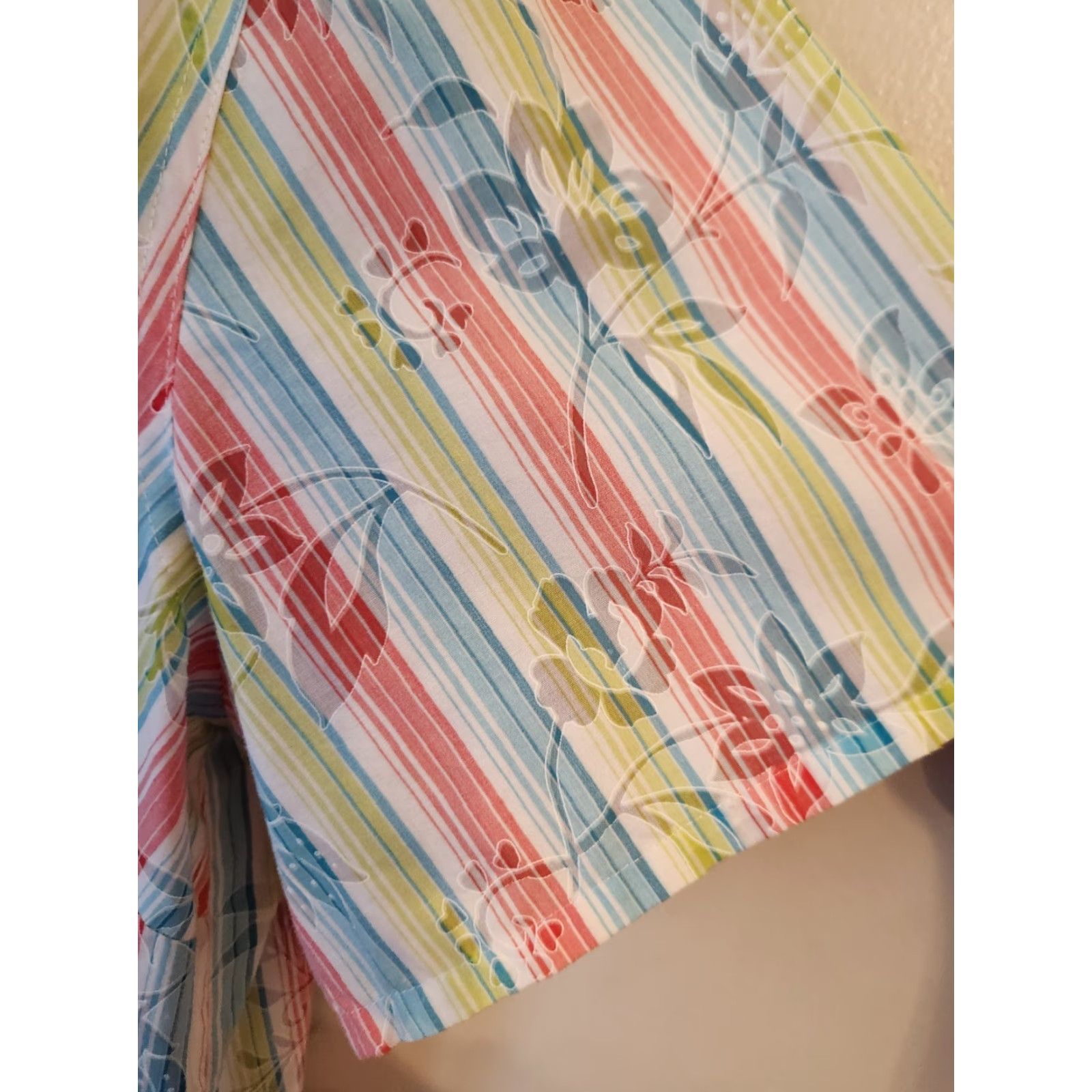 Vintage VINTAGE Alfred Dunner Woman Floral Red Green Blue Stripe Short Sleeve Camp Shirt 22W Size 3XL / US 20-22 - 6 Thumbnail