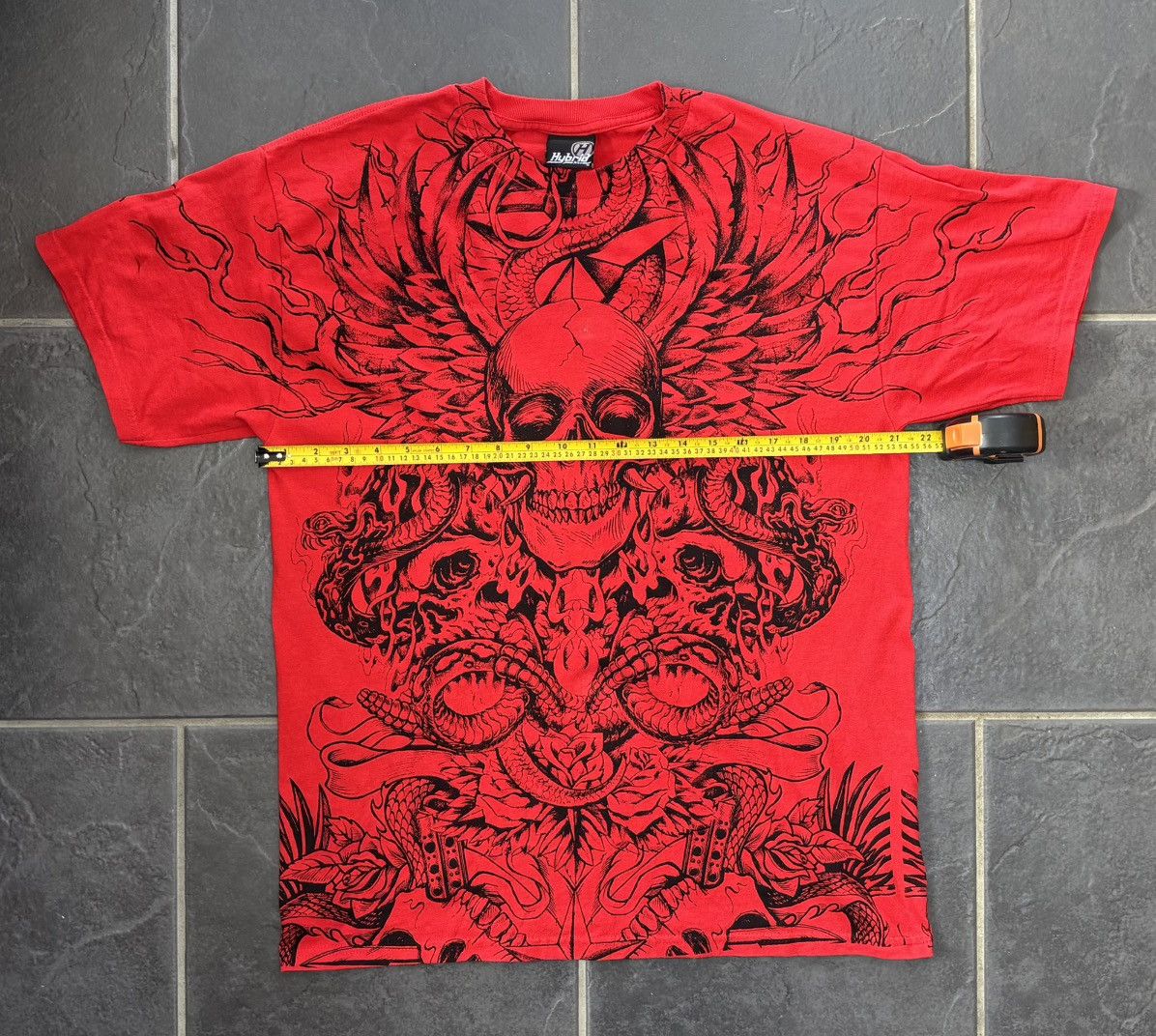 Other VTG Y2K 00s HYBRID TEES RED SKULL TSHIRT SIZE L RARE GRAIL Size US L / EU 52-54 / 3 - 4 Thumbnail