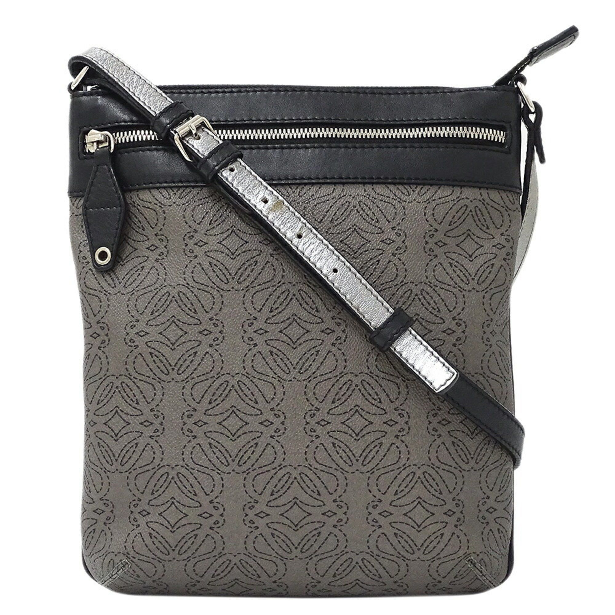 Loewe Women's Shoulder Bag Grey Black Anagram Pattern