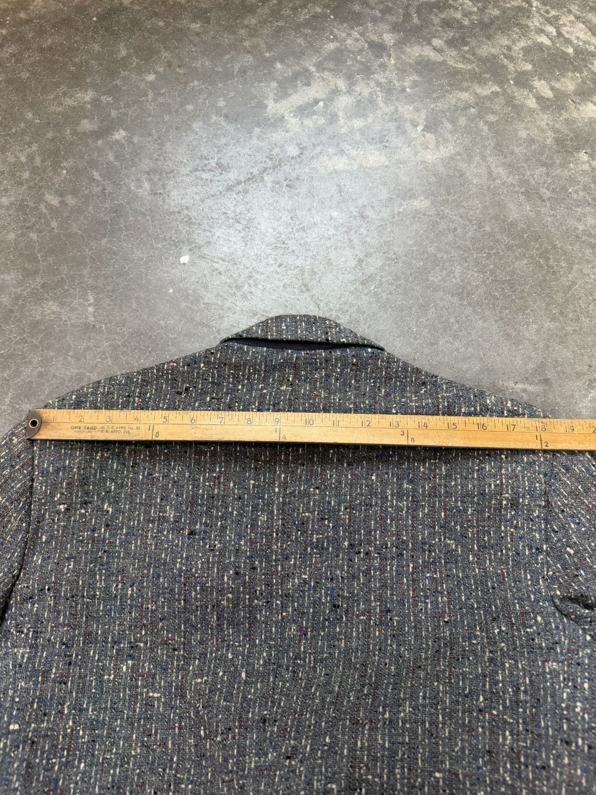 Vintage 50s Grey Black/Blue/Red Atomic Fleck Wool Rockabilly Jacket Size 44R - 19 Thumbnail