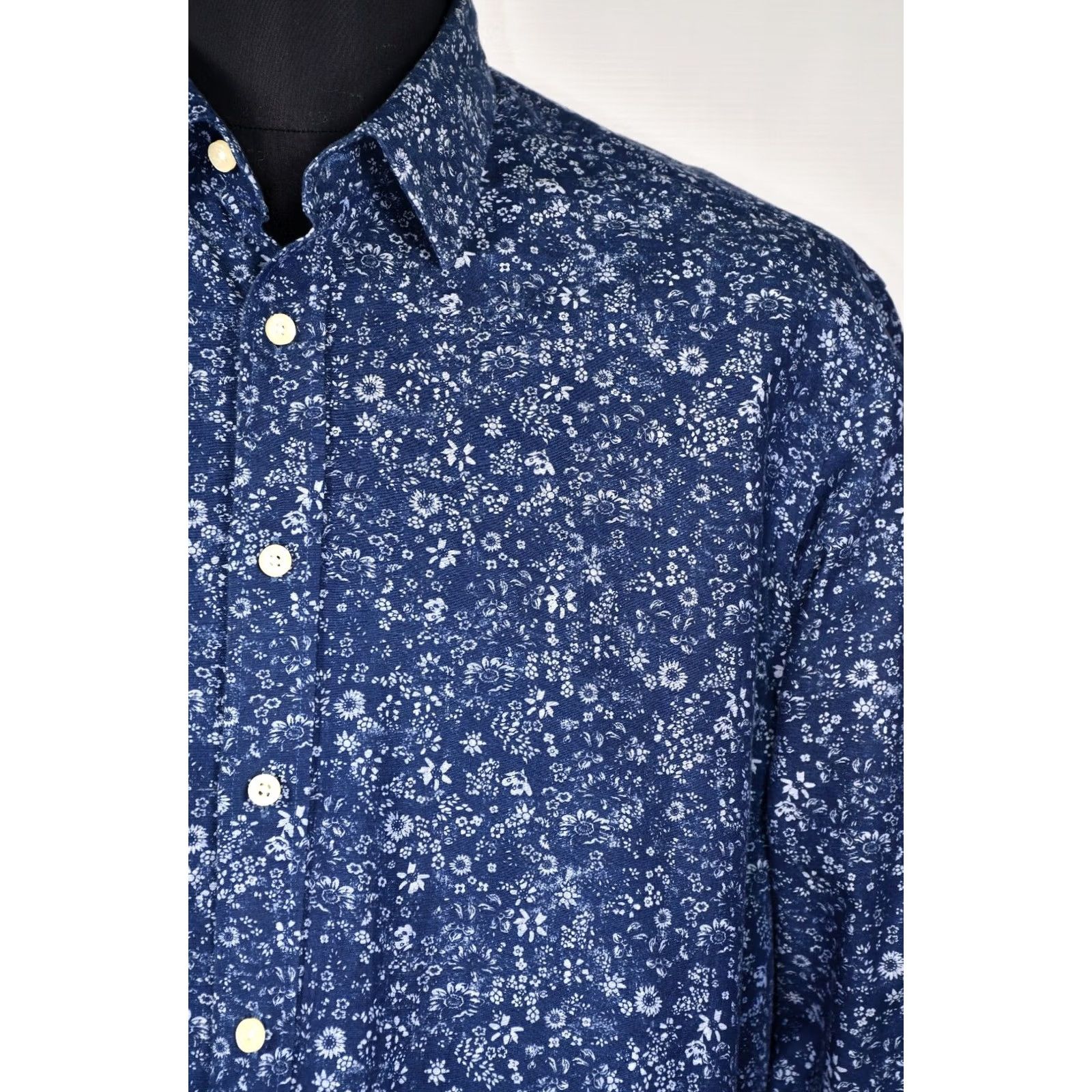 Hackett HACKETT LONDON Slim Fit Floral Blue Long Sleeve Shirt 2XL Men Button-Up Dress Shirt Size US XXL / EU 58 / 5 - 5 Thumbnail
