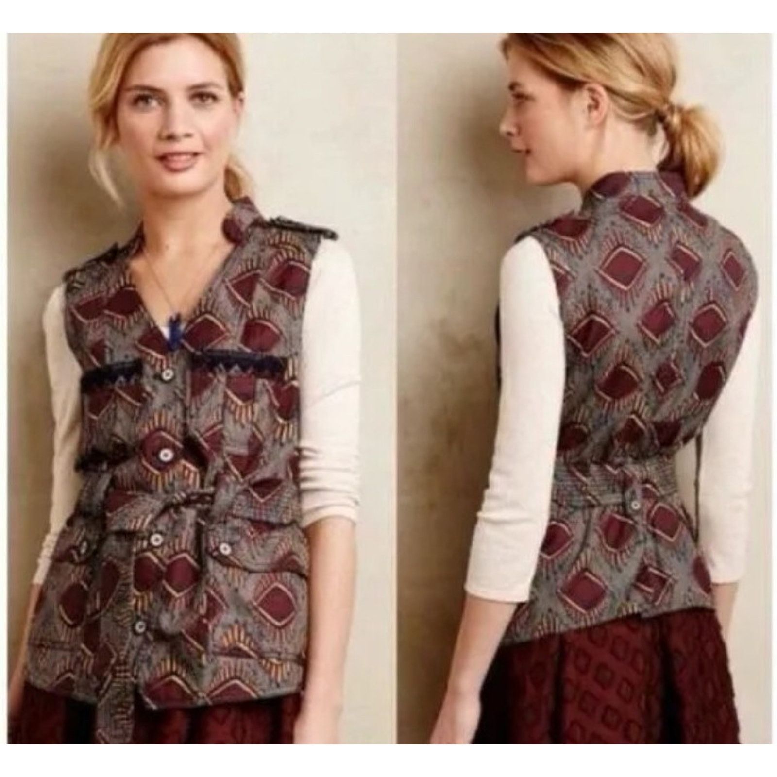 Anthropologie Anthropologie Vest Belt Aztec Size M Cotton A001605 Size M / US 6-8 / IT 42-44 - 1 Thumbnail
