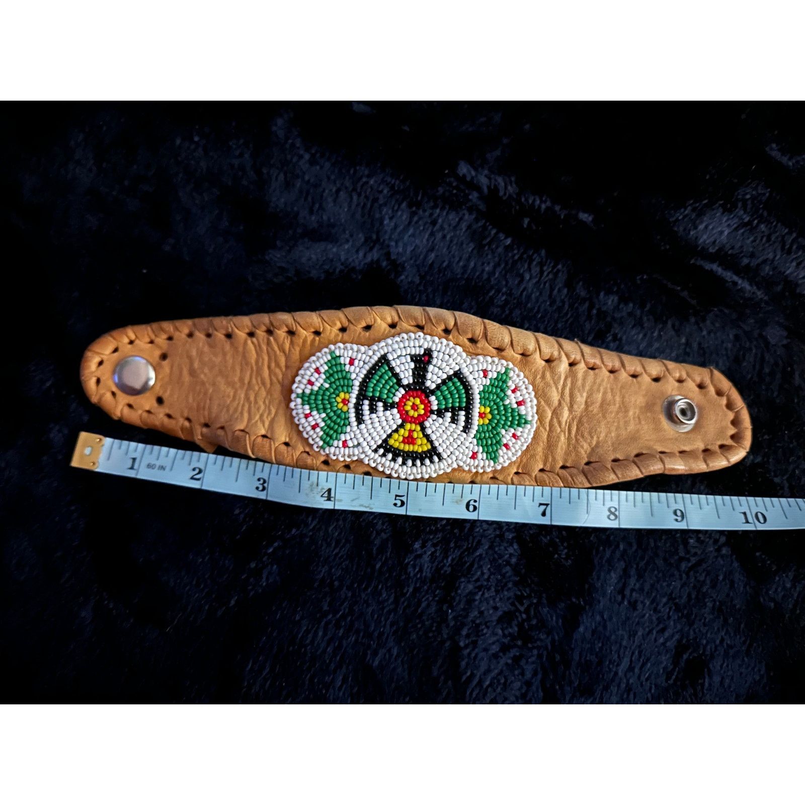Vintage VINTAGE NATIVE LEATHER & BEADWORK CUFF BRACELET UNISEX Size ONE SIZE - 3 Thumbnail