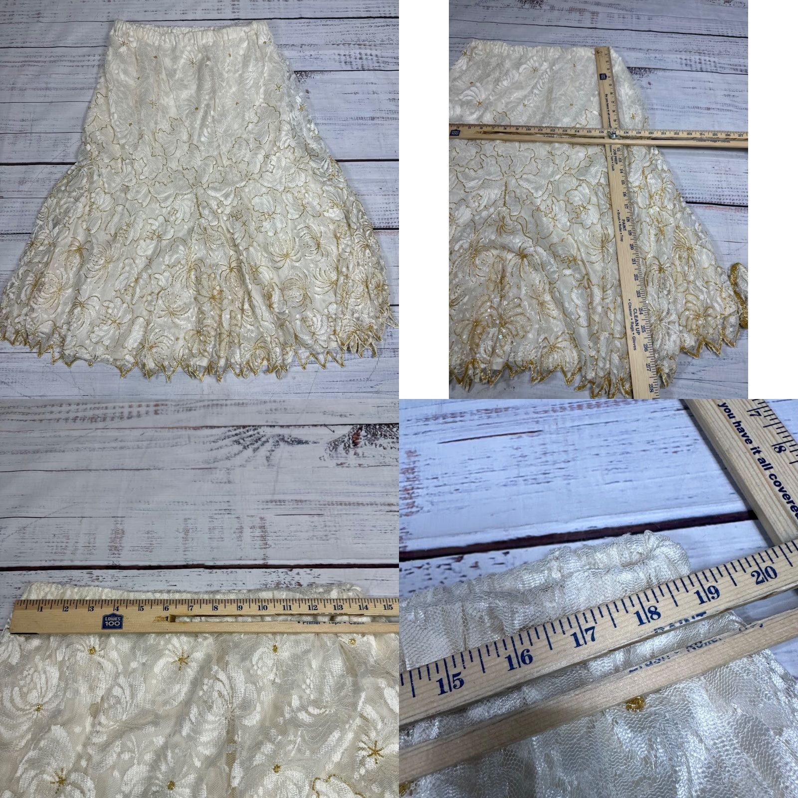 Vintage VINTAGE Judith Ann Creations Outfit/Set 2 Piece Skirt/Top L Beige Beaded Lined Womens Set Size 36" / US 14 / IT 50 - 8 Thumbnail