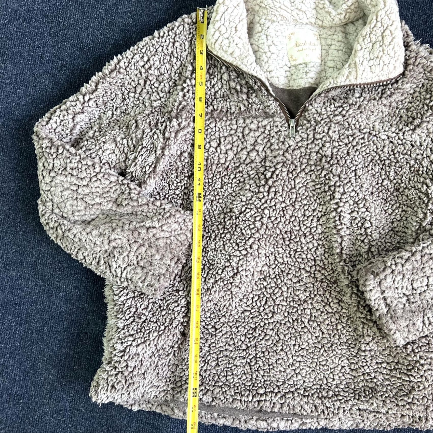 Vintage Altar'd State Jacket Womens Medium Beige Sherpa Fleece Quarter Zip Pullover Size M / US 6-8 / IT 42-44 - 6 Thumbnail