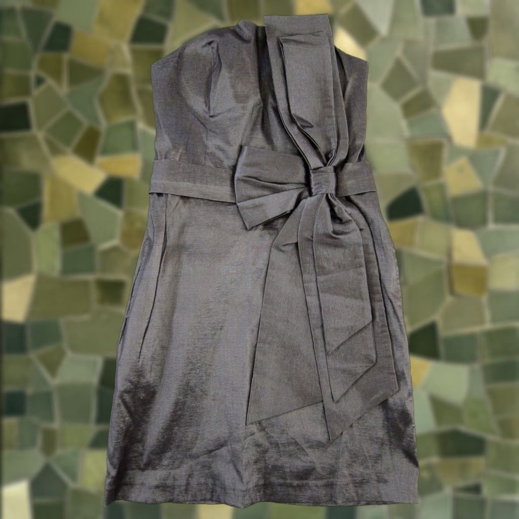 Vintage Twentyone Grey Metallic Silver Stretch Dress Cocktail Prom Midi Medium Size M / US 6-8 / IT 42-44 - 1 Thumbnail