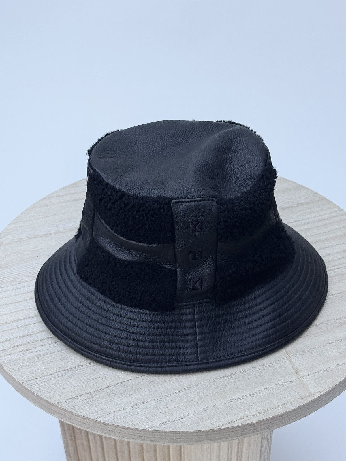 Hermes Deer Leather & Lamb Shearling Bucket Hat by Hermes Size ONE SIZE - 10 Thumbnail