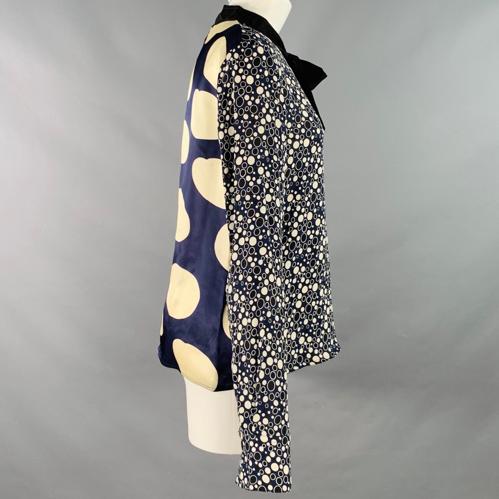 Marni MARNI Size 4 Navy Black Viscose Circles Bow Blouse Size S / US 4 / IT 40 - 3 Thumbnail