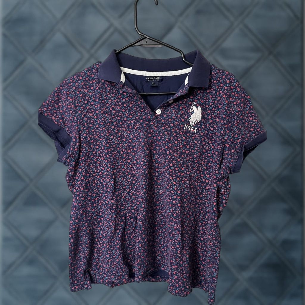 Vintage US Polo Assn Polo Shirt Womens XL Navy Blue Big Logo Short Sleeve Knit Cotton Spandex Y2K Preppy Classic Size 40" / US 18 - 1 Thumbnail