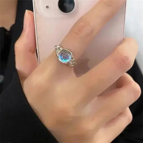 Ring Of Fire Electro Ring Crystal Stone Silver Abstract Star Pop Fantasy Size ONE SIZE - 1 Thumbnail