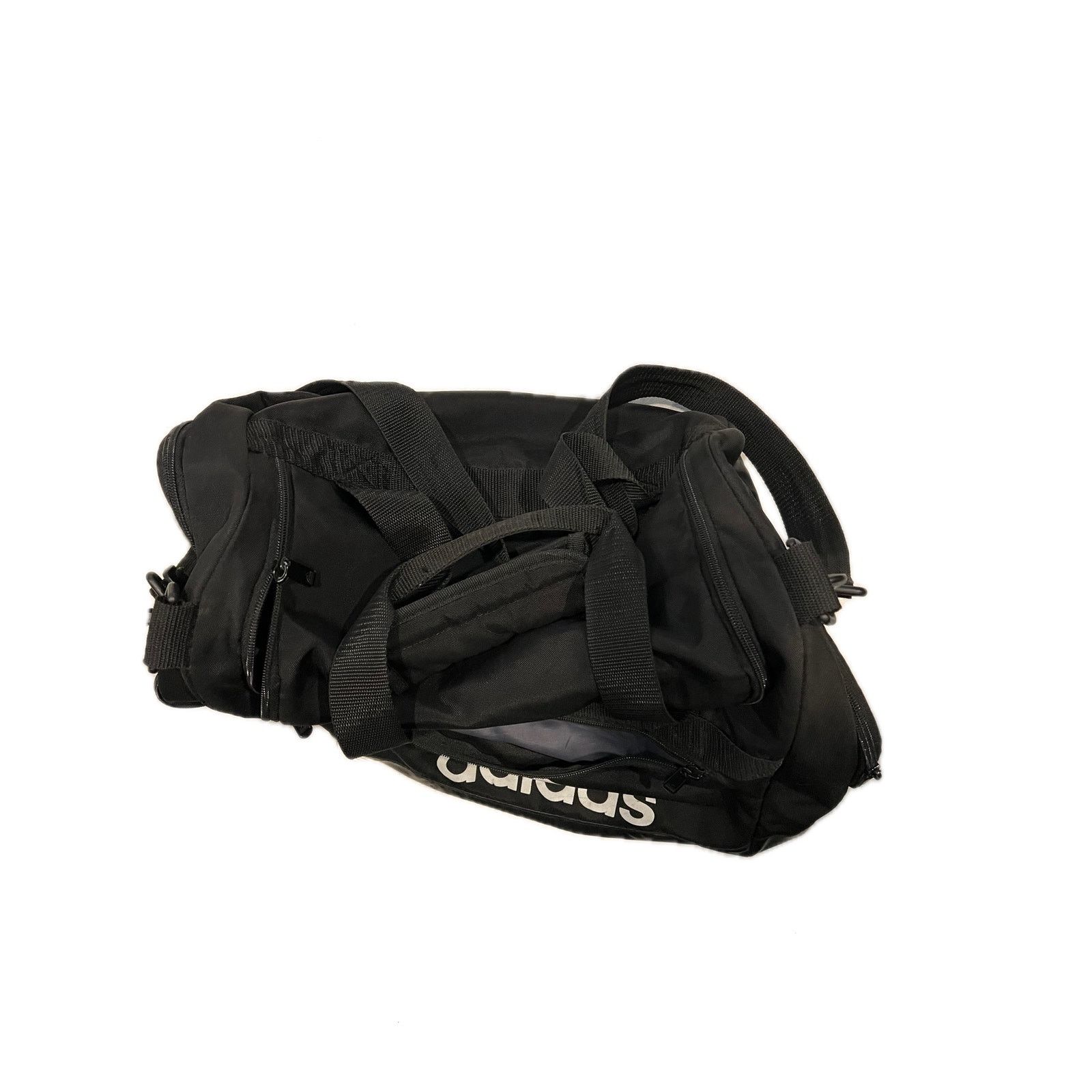 Adidas Adidas Faux Leather Medium 18"x12"x10" Black Duffel Gym Bag Size ONE SIZE - 2 Thumbnail