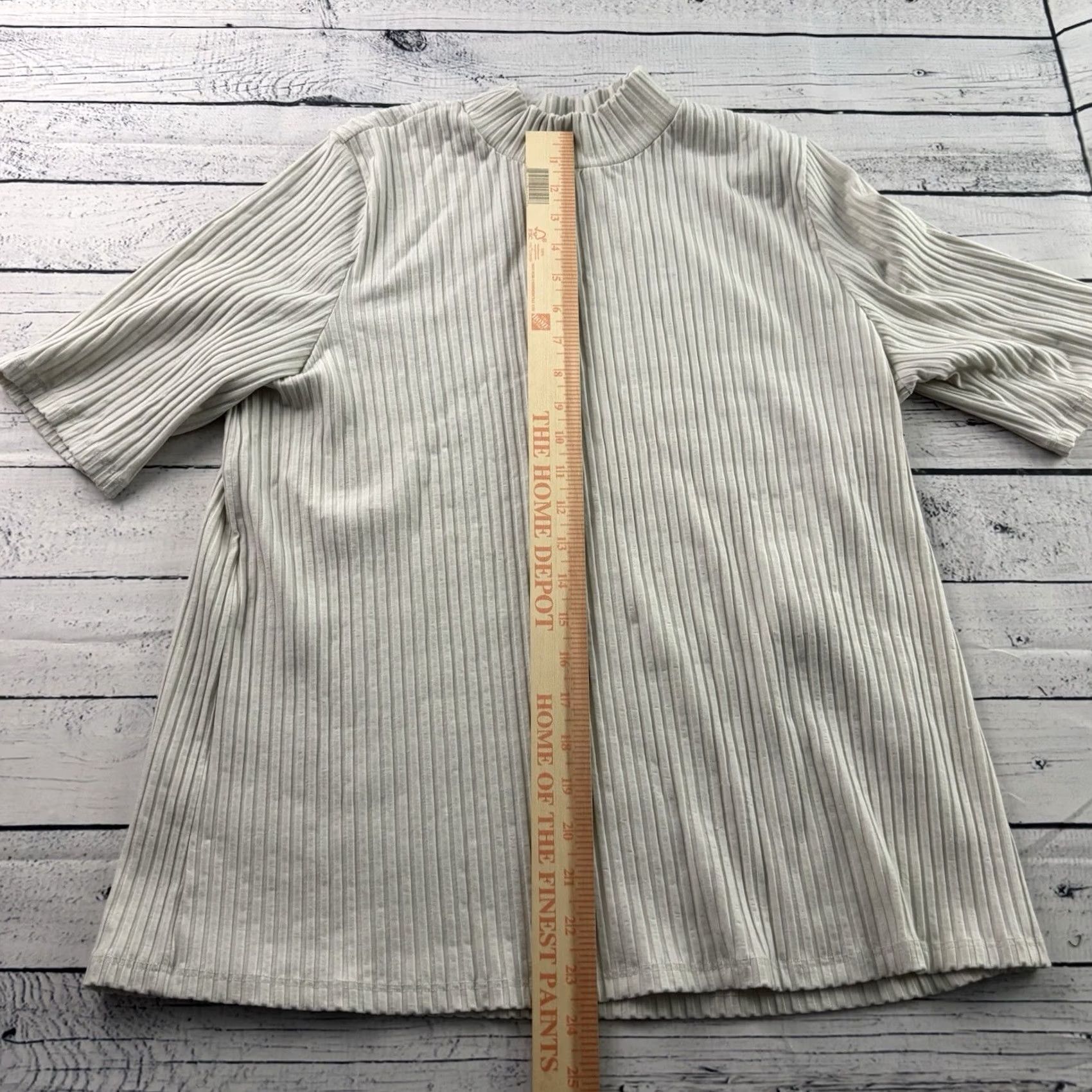 Eileen Fisher Eileen Fisher Textured Stretch Rib Tencel Lyocell Mock Neck Top Women's L Ivory Lyocell Stretch Size L / US 10 / IT 46 - 2 Thumbnail