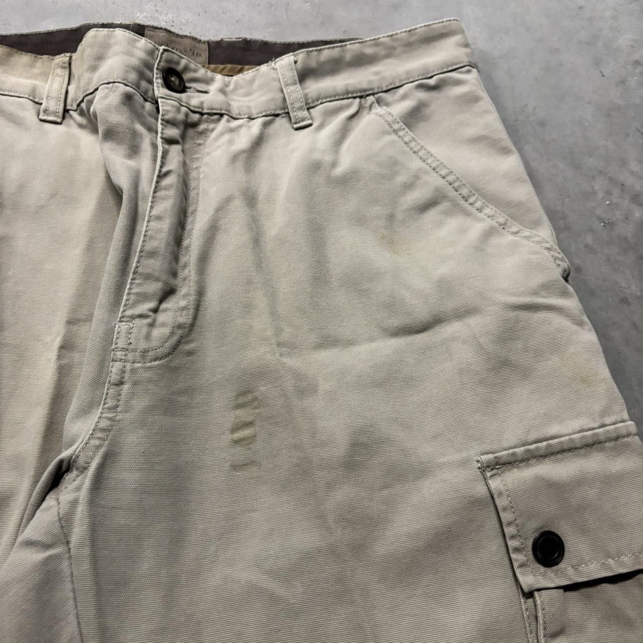 Japanese Brand × Vintage Crazy Vintage Y2K/2000s Baggy Cream Skater Style Cargo Pants! Size US 34 / EU 50 - 7 Thumbnail