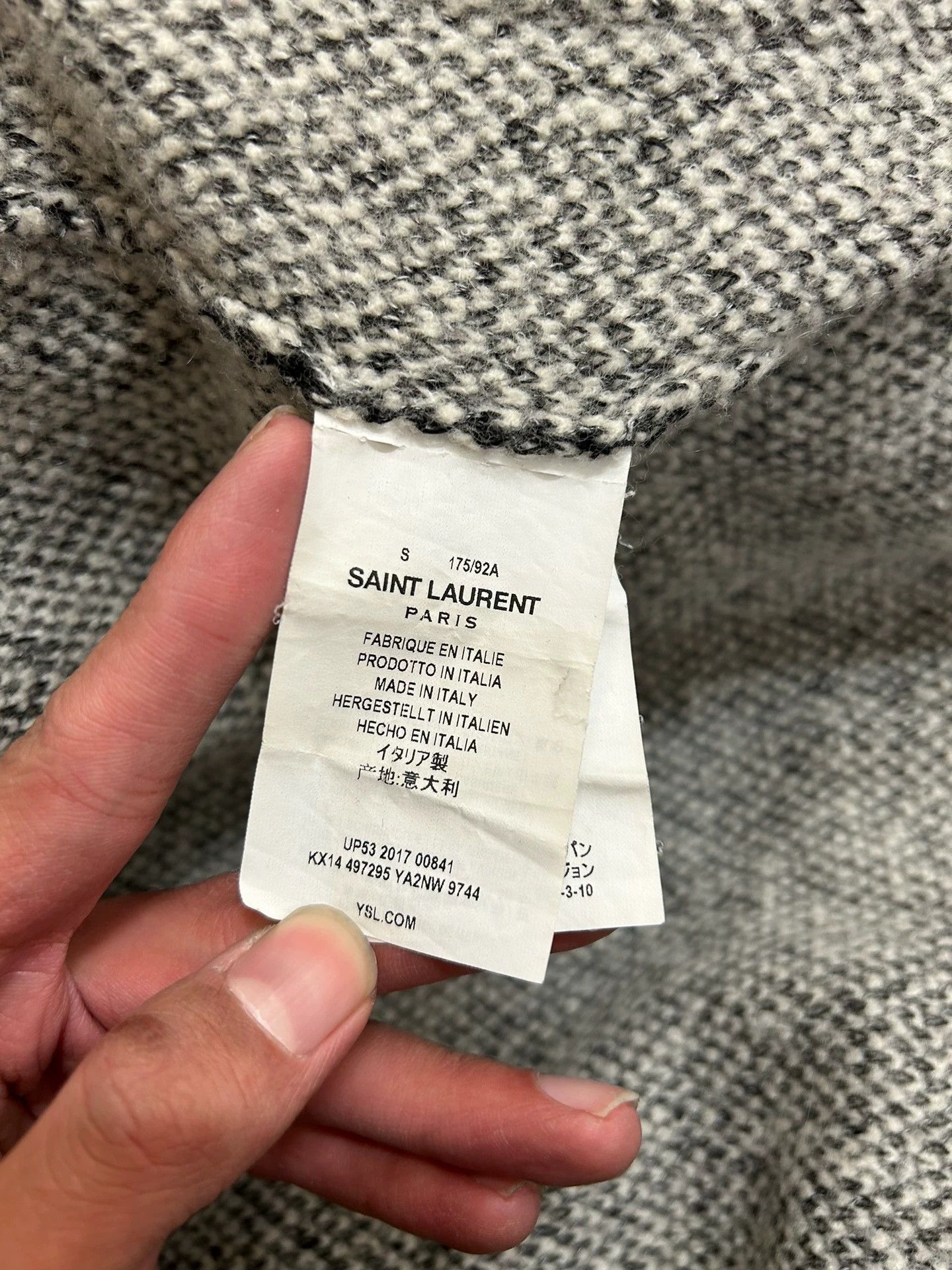 Saint Laurent Paris YSL 17ss Milk Gray Linen-Wool Hooded Cardi S Size US S / EU 44-46 / 1 - 3 Thumbnail