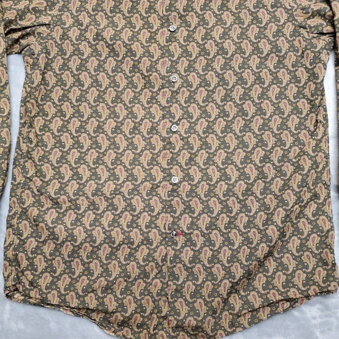 Cremieux Cremieux Shirt Mens Medium Green Paisley 100% Cotton Long Sleeve 90s Retro Mod Size US M / EU 48-50 / 2 - 2 Thumbnail