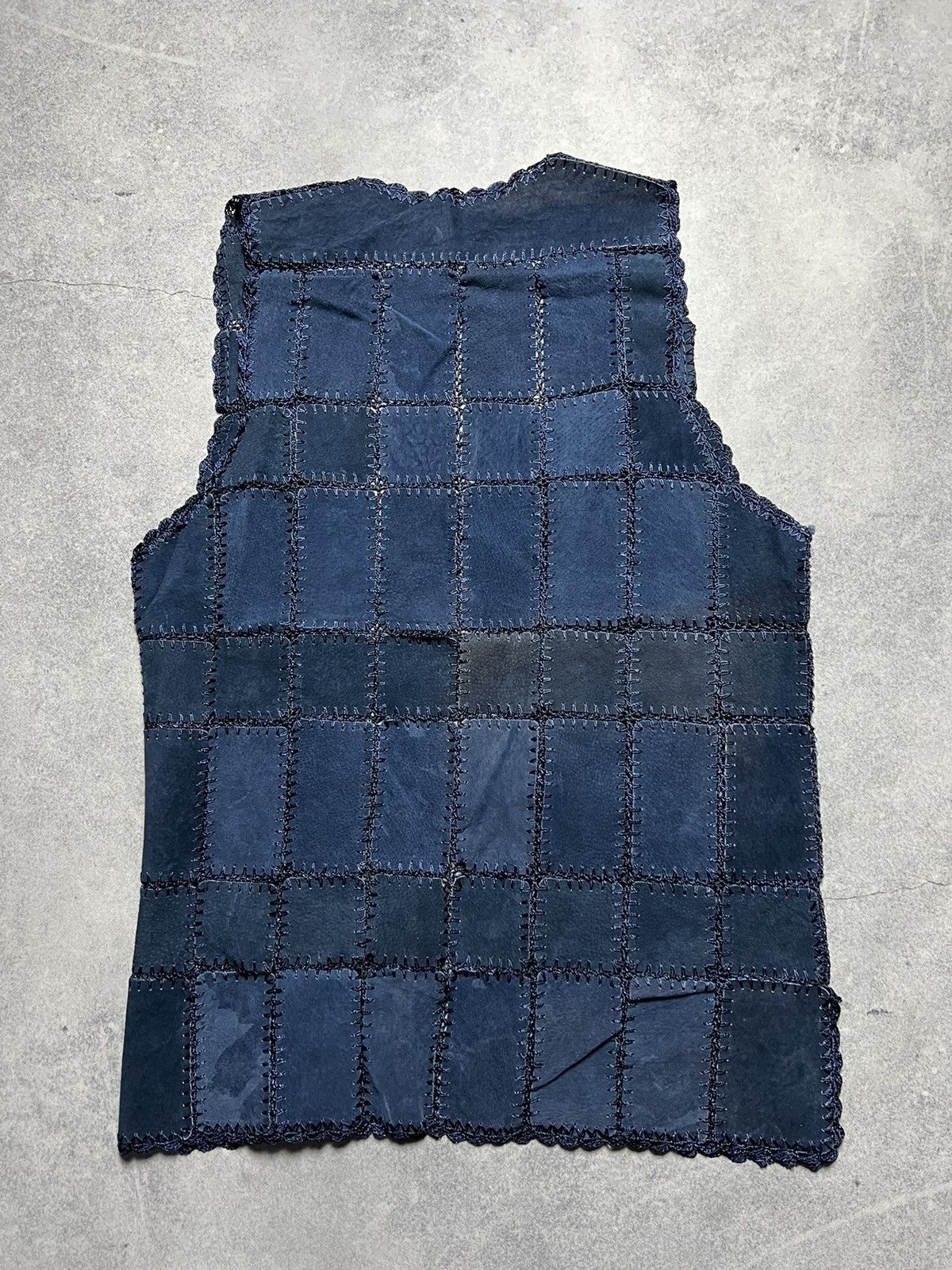 Japanese Brand Vintage Patchwork Faded Suede Rick Owens Style Y2K Vest Size L / US 10 / IT 46 - 7 Thumbnail
