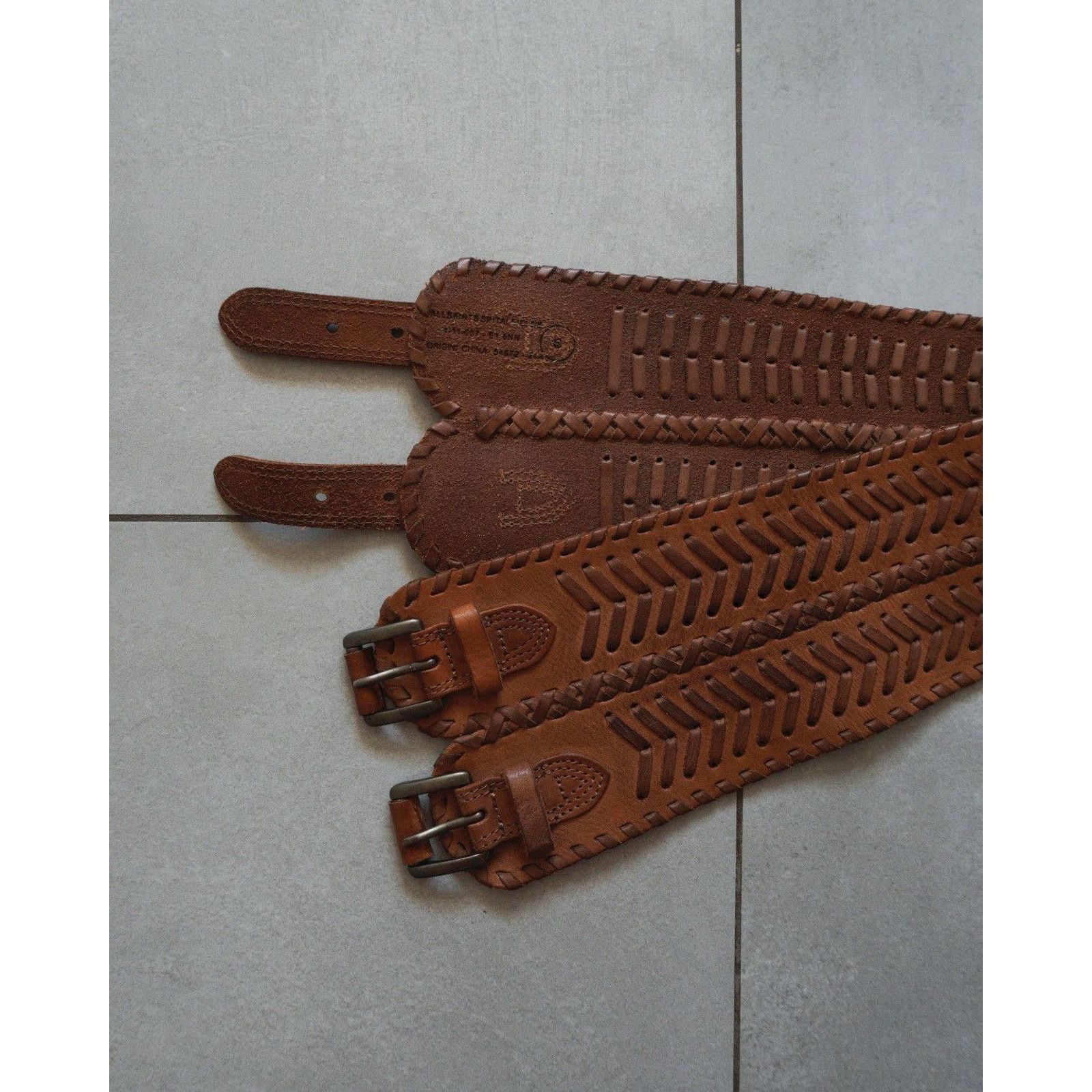 Allsaints Allsaints spitalfields double brown leather belt Size ONE SIZE - 4 Thumbnail