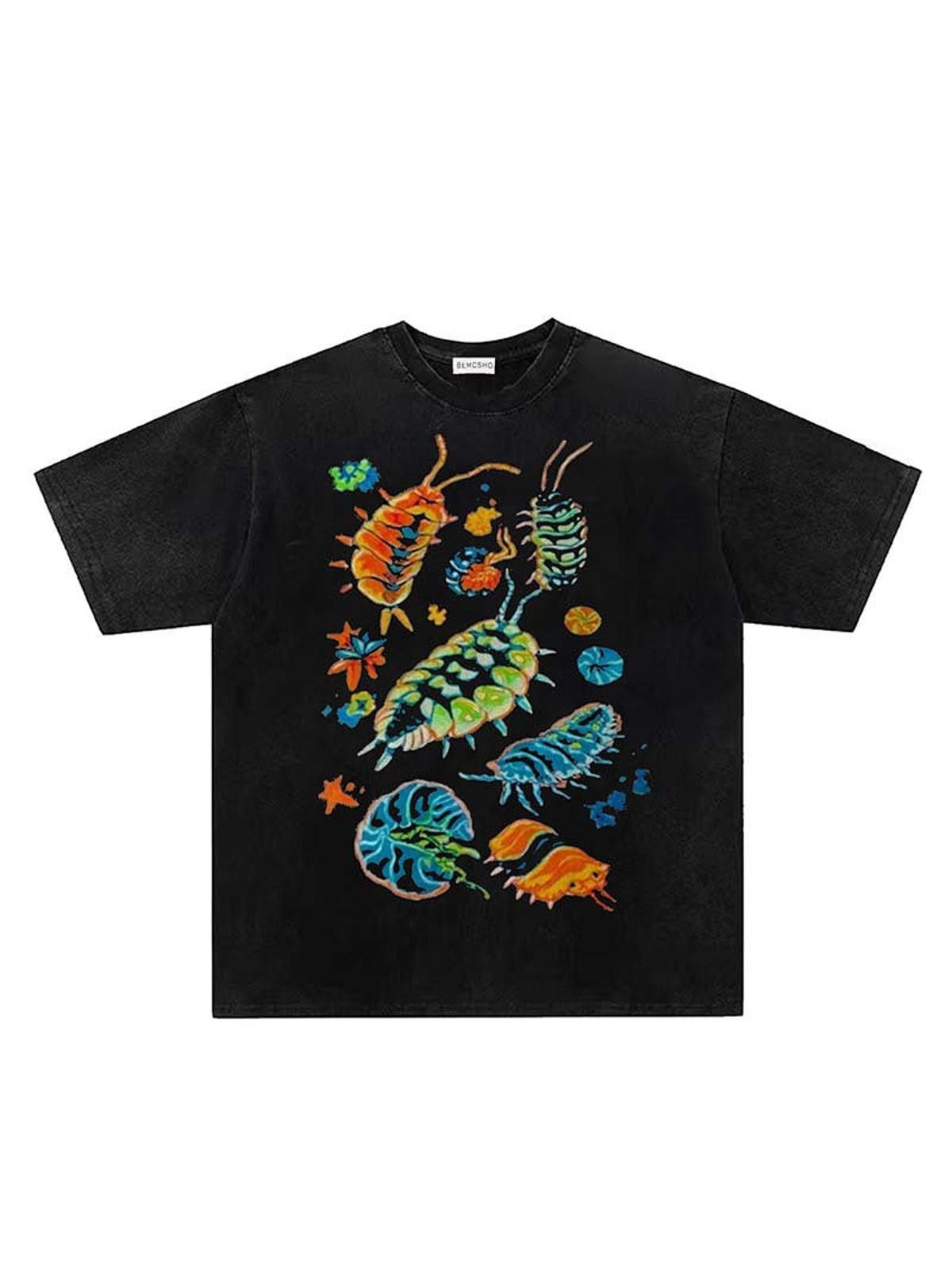 Vintage Neon Bug-Print Washed Heavy Tee | Isopod Creature Size US L / EU 52-54 / 3 - 6 Thumbnail