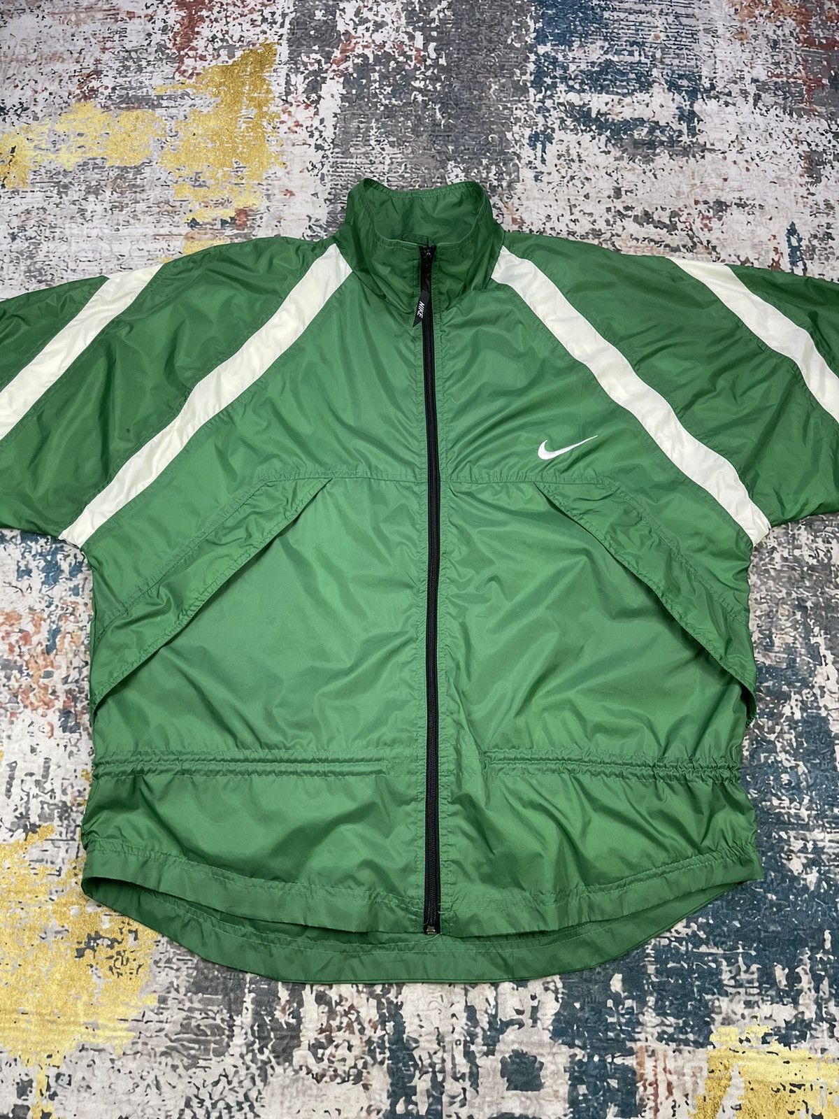 Nike Vintage 90s Nike Retro Green White Windbreaker Jackets Size US M / EU 48-50 / 2 - 3 Thumbnail