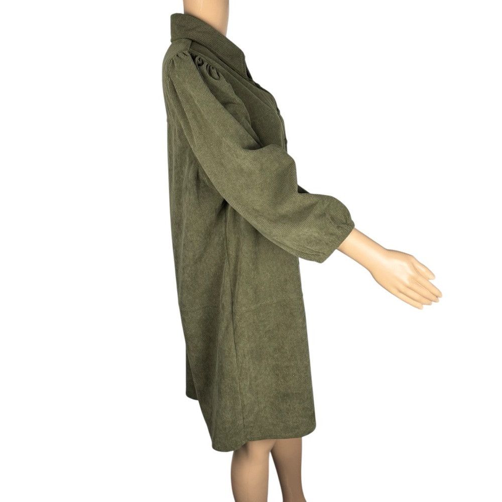 7 For All Mankind 7 For All Mankind Olive Corduroy Puff Sleeve Button Down Sh Size L / US 10 / IT 46 - 3 Thumbnail