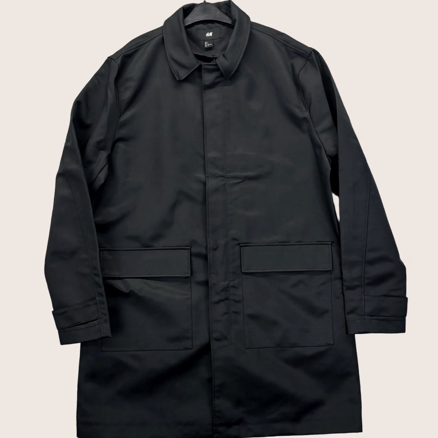 H&M H&M Trench Coat Long Suit Cover Car Coat Jacket Large Mens Black Vgc Size 42R - 1 Thumbnail