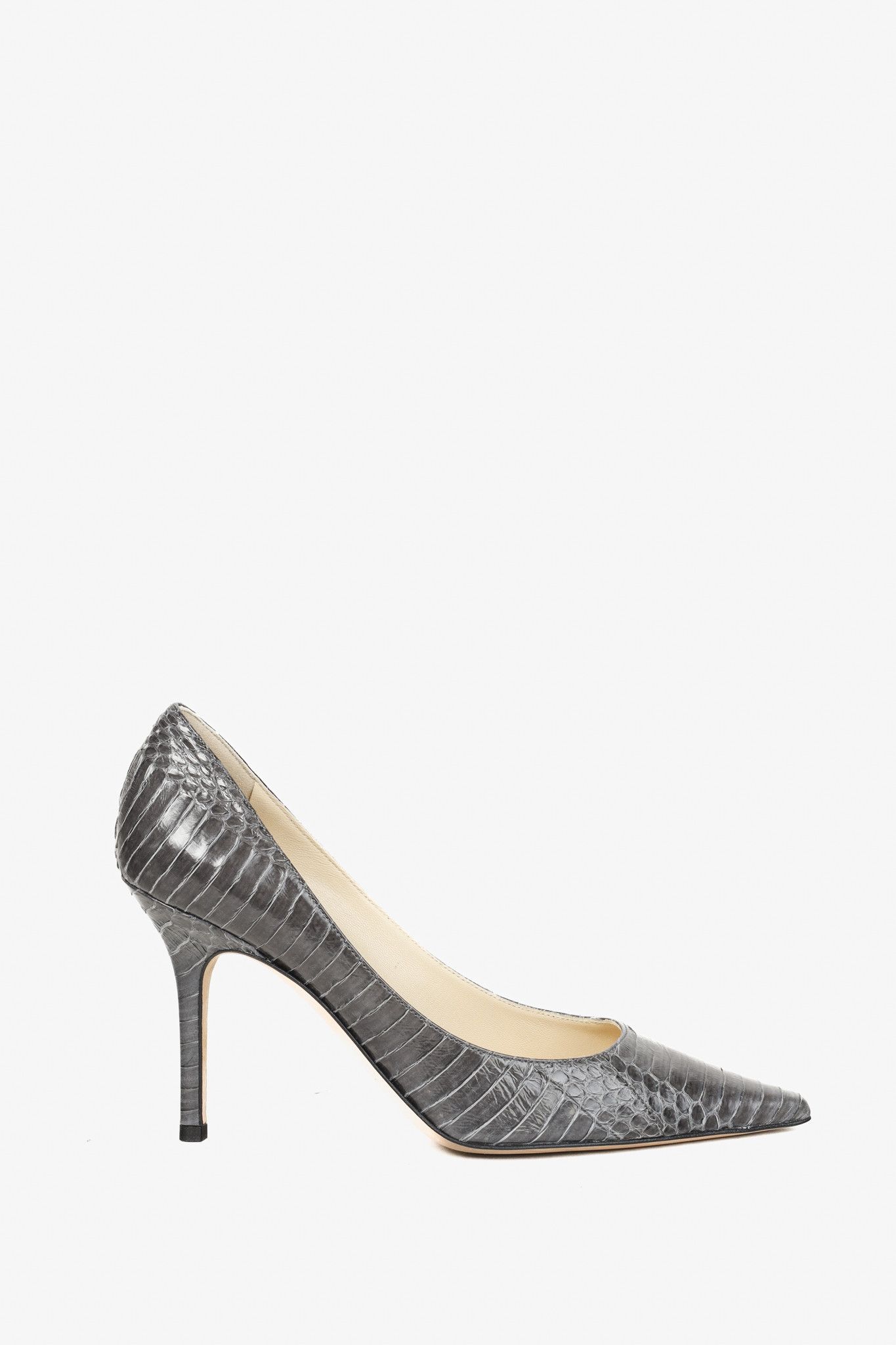 Jimmy Choo Jimmy Choo Grey Pointed Toe Snake Texture Stilettos Size US 6 / IT 36 - 1 Thumbnail