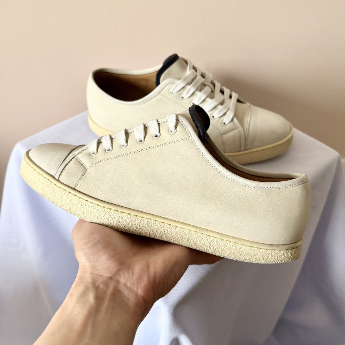 John Lobb John Lobb Levah Chalk Low Leather Sneakers Shoes Size US 8.5 / EU 41-42 - 7 Thumbnail