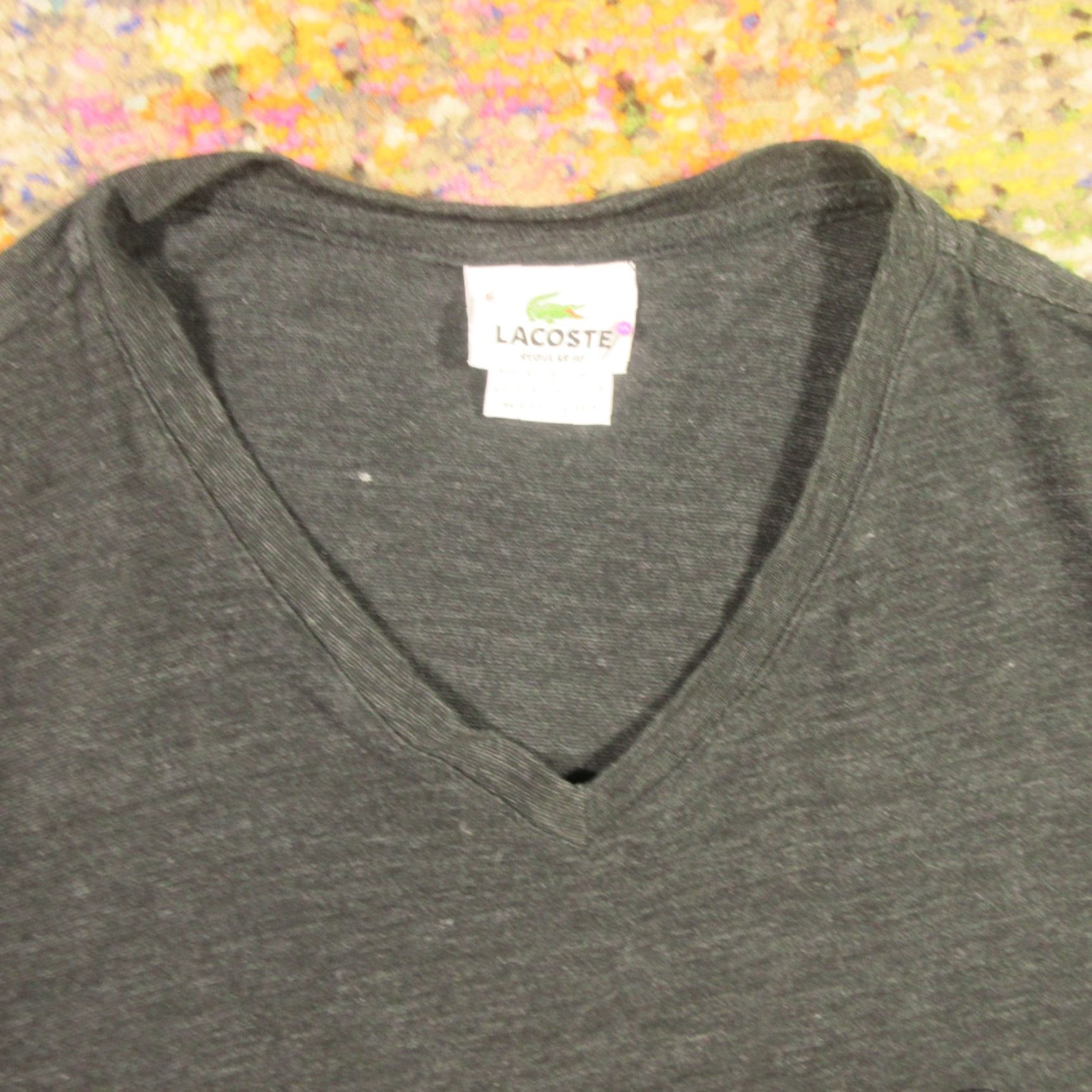Lacoste Lacoste T-Shirt Mens Black V-Neck Short Sleeve M Crew Pullover Jersey Cotton Blend Regular Fit Size US M / EU 48-50 / 2 - 3 Thumbnail