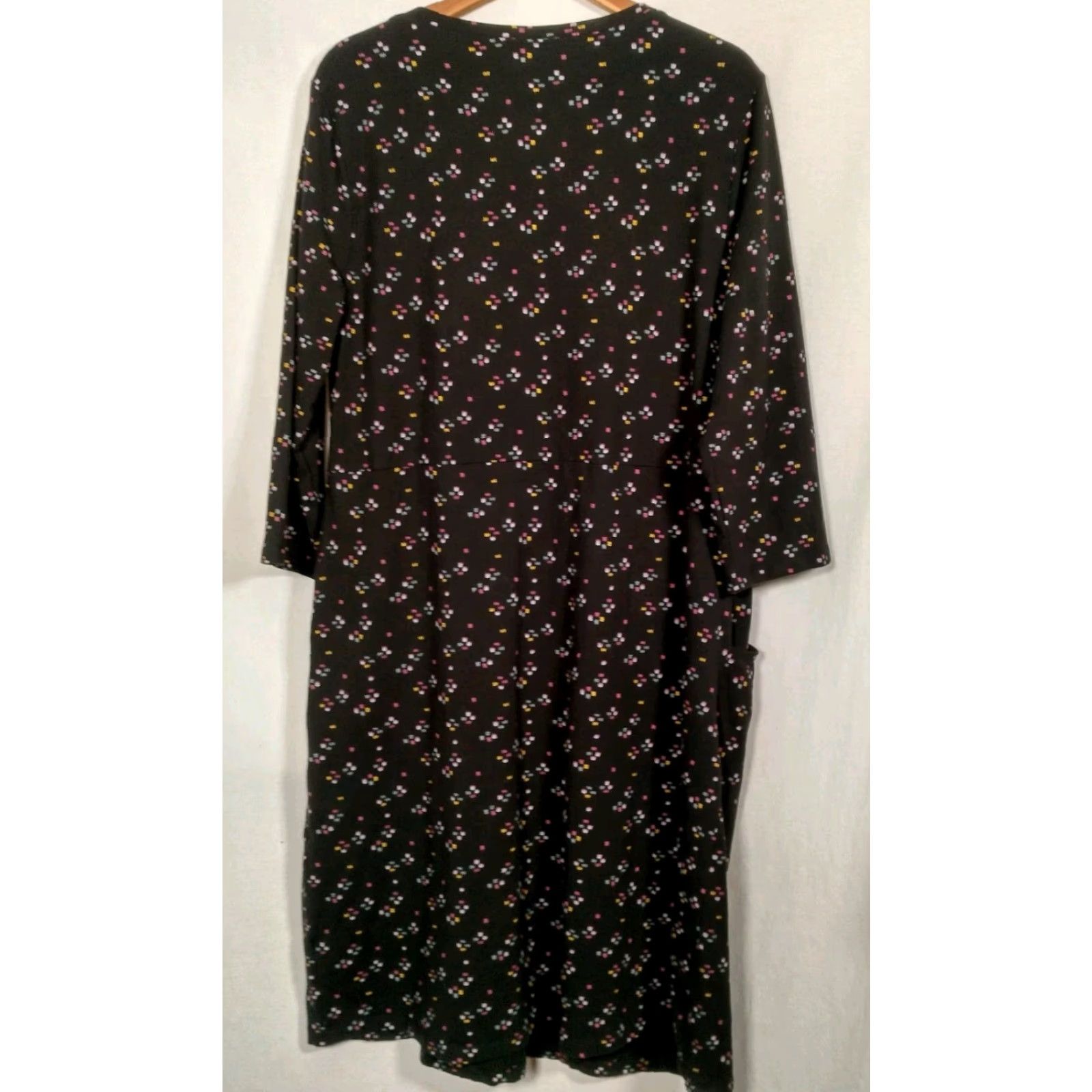 Vintage NORTHSTYLE Abstract Midi Shirt Dress Large Navy Blue Purple Long Sleeve Womens Size L / US 10 / IT 46 - 2 Thumbnail