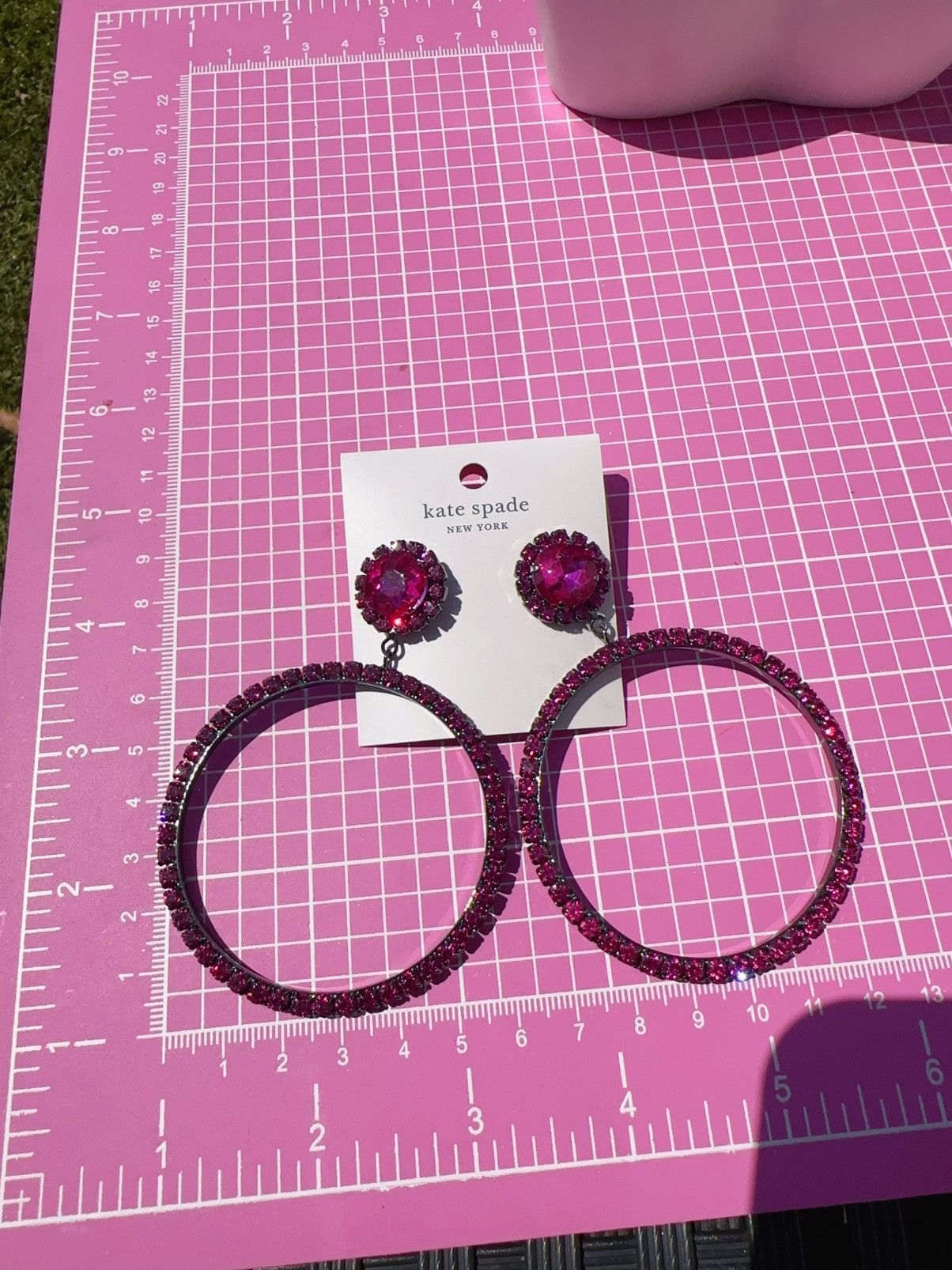 Kate Spade $79 Kate Spade Earrings Hot Pink Crystal Paved Big Loops Size ONE SIZE - 3 Thumbnail
