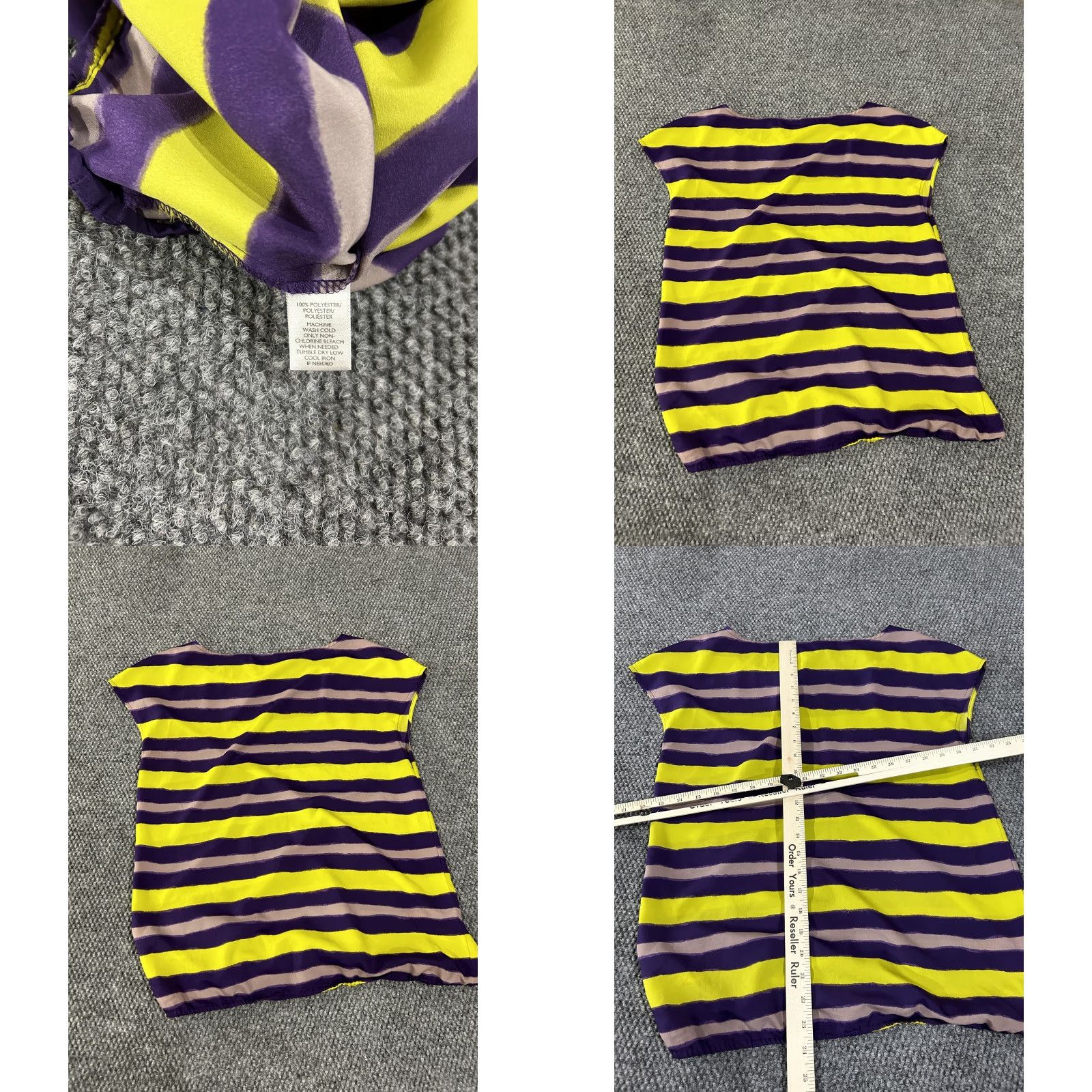 Loft LOFT Shirt Womens Medium Yellow Purple Stripe Blouse Top 100% Polyester Casual Size M / US 6-8 / IT 42-44 - 8 Thumbnail