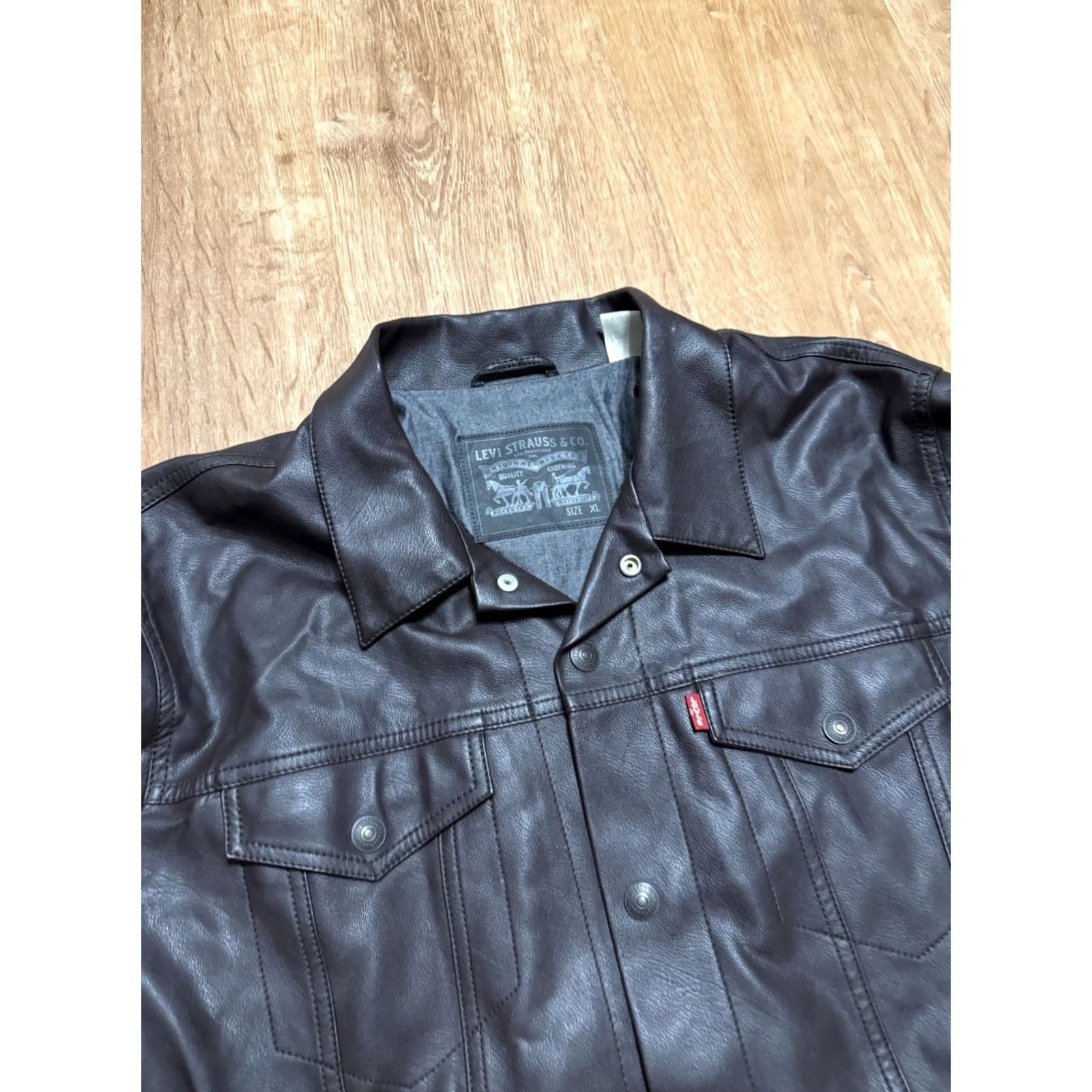 Levi's Levi's Jacket Trucker Motorcycle Faux Leather Brown XL Regular Mens Size XL FLAW Size US XL / EU 56 / 4 - 6 Thumbnail