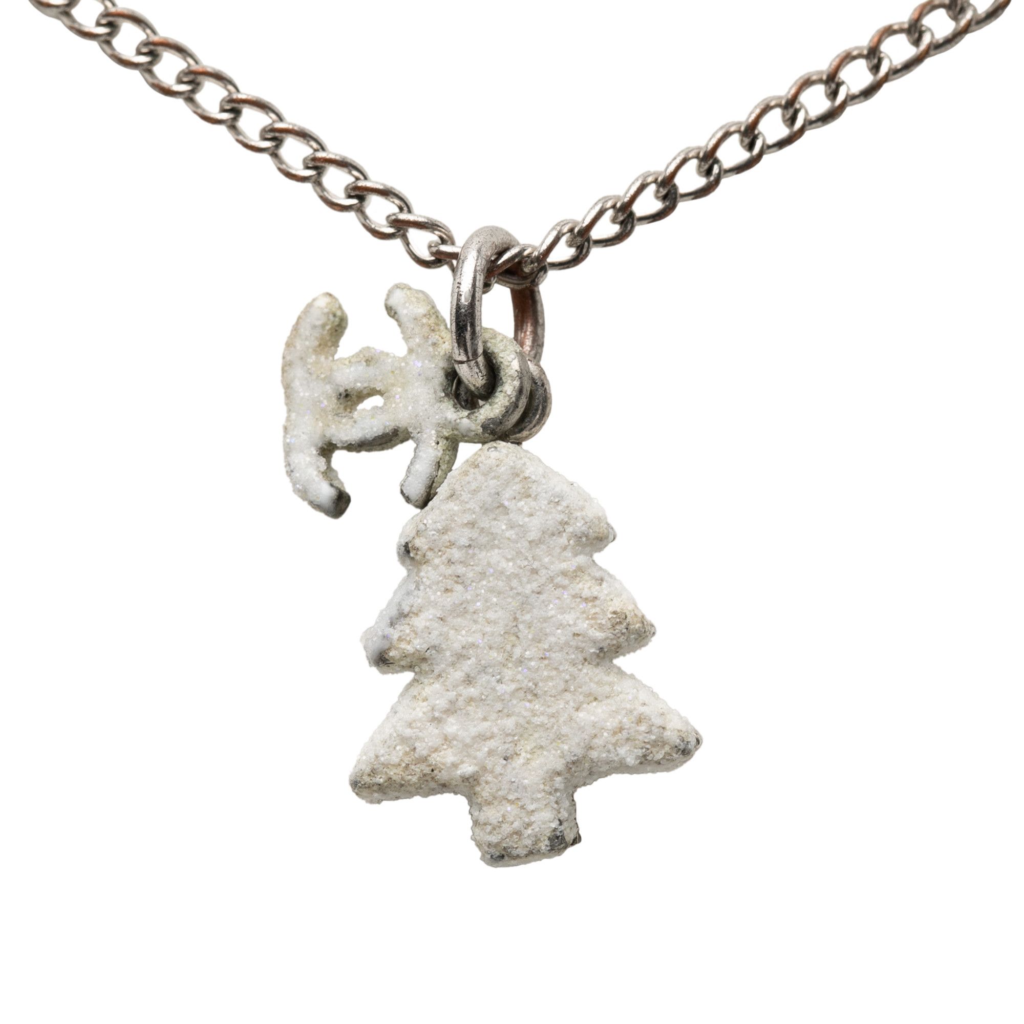 Chanel Chanel Silver Plated CC Christmas Tree Pendant Necklace Size ONE SIZE - 1 Thumbnail