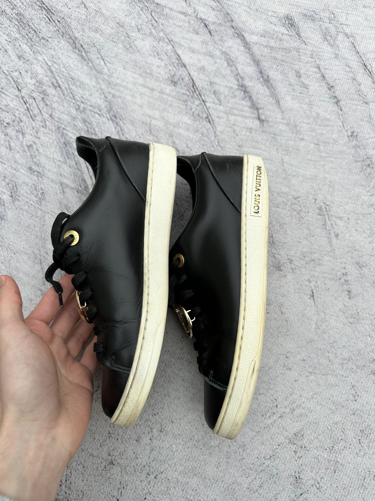 Louis Vuitton Louis Vuitton Frontrow Sneakers LV Metal Lace Logo Leather Size US 5.5 / IT 35.5 - 6 Thumbnail