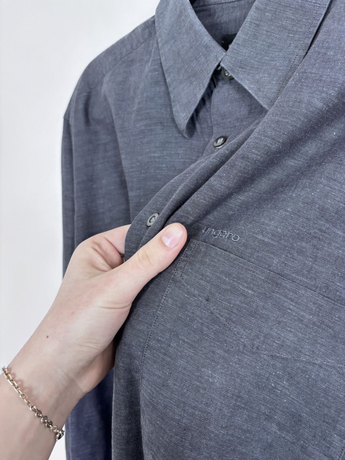 Emanuel Ungaro Emanuel Ungaro Men’s Cotton Linen Pocket Button Up Shirt Size US L / EU 52-54 / 3 - 7 Thumbnail