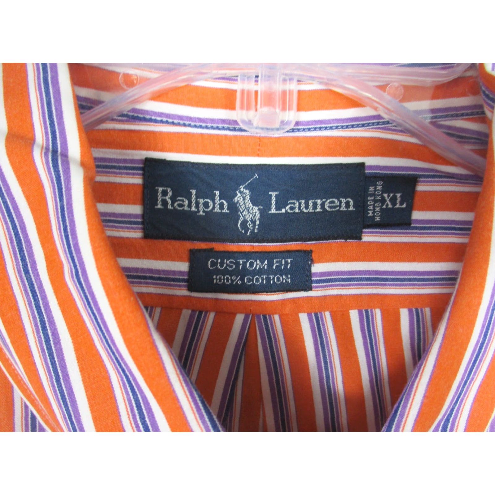 Ralph Lauren VINTAGE Ralph Lauren Custom Fit Shirt XL Men's Orange Blue Stripe Size US XL / EU 56 / 4 - 4 Thumbnail