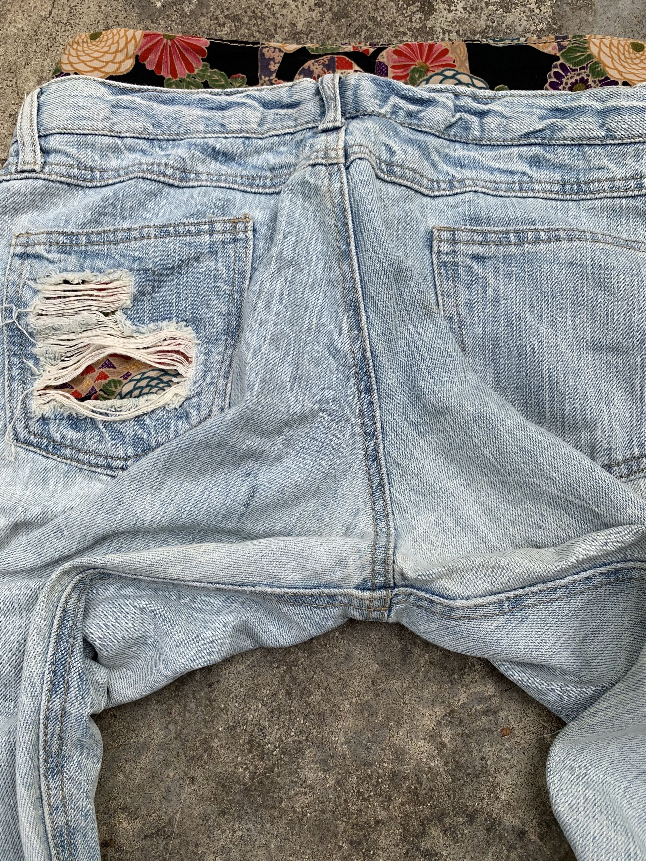 Japanese Brand Vintage Japanese Brand Shashiko DoubleWaist Distressed Jeans Size 29" - 11 Thumbnail