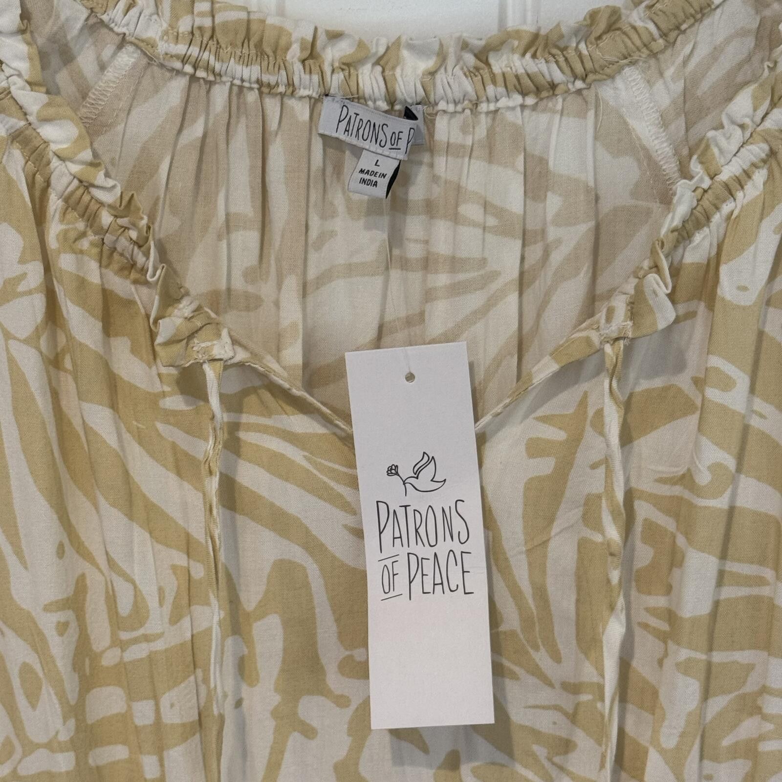 Other Patrons of Peace Beige and White Patterned Dress Size Large Size L / US 10 / IT 46 - 2 Thumbnail