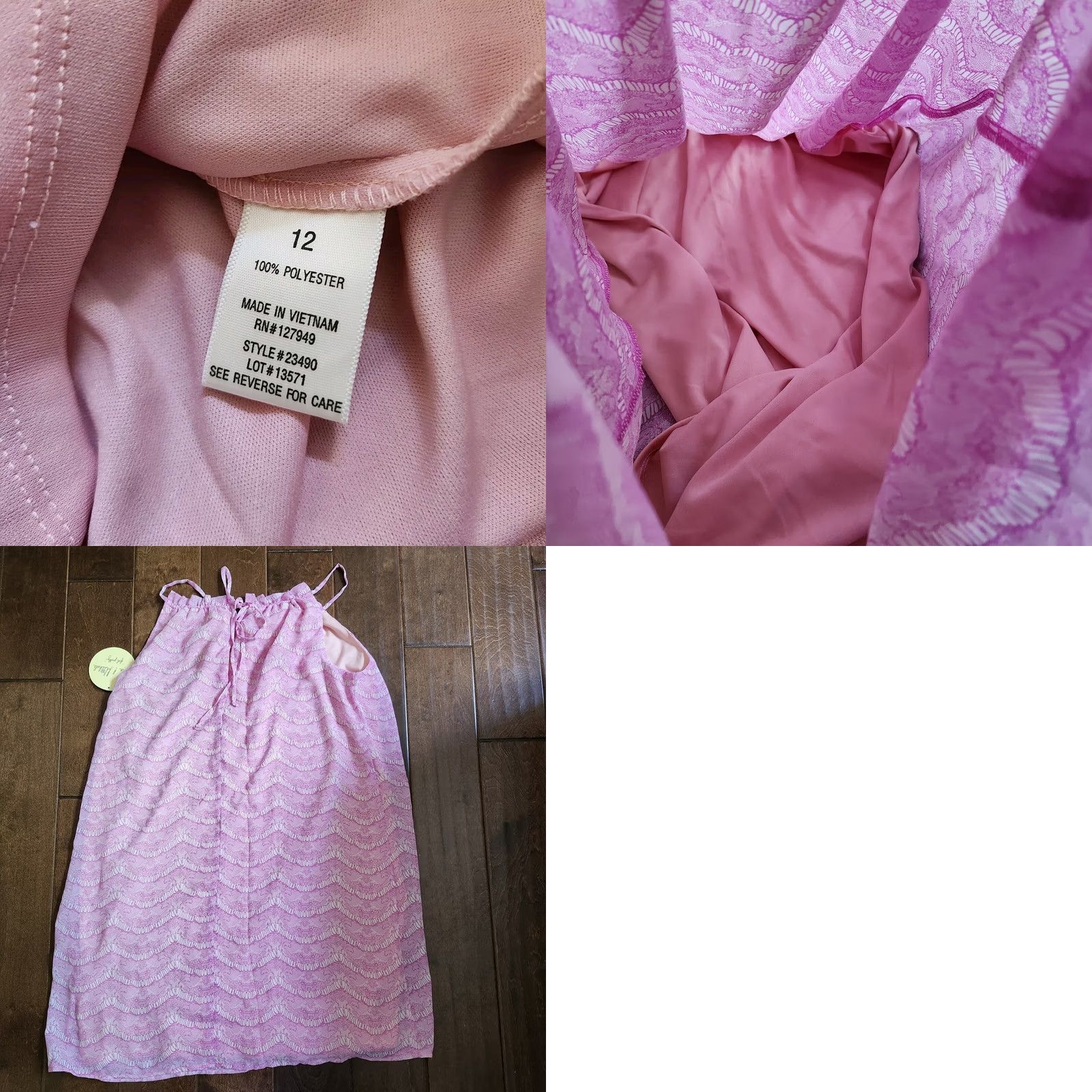 Vintage Emma & Michele Dress Women's Lilac Geometric Ruffle Neck Shift Preppy Sz 12 NWT Size XL / US 12-14 / IT 48-50 - 10 Thumbnail