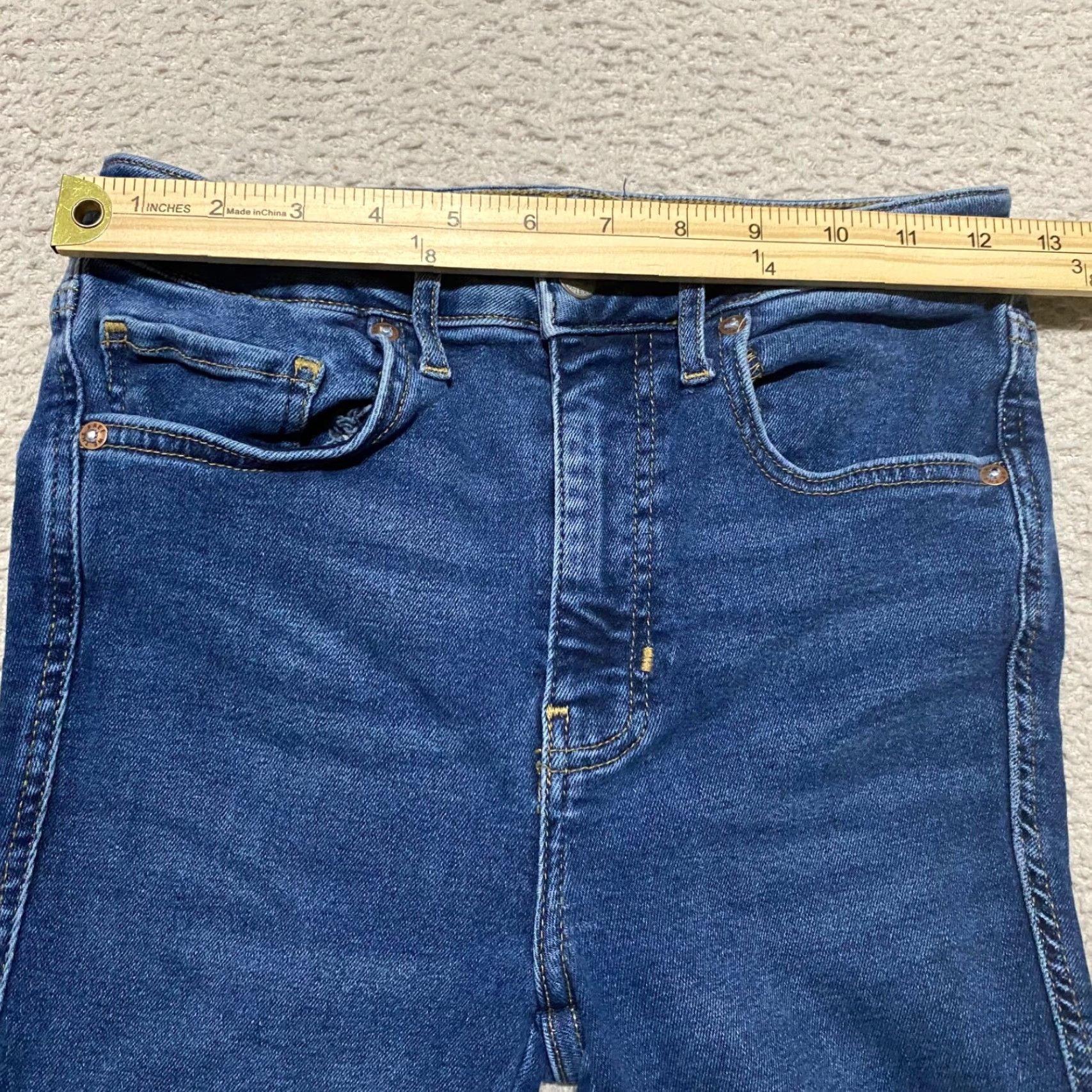 Free People FREE PEOPLE We The Free Jeans Womens 27 Blue Denim Dark Wash Straight High Rise Jeans Size 27" / US 4 / IT 40 - 5 Thumbnail