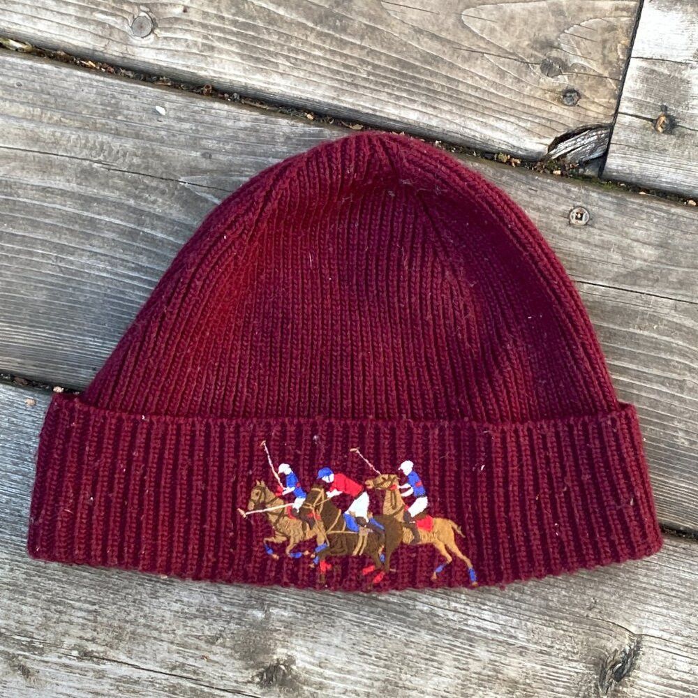 Polo Ralph Lauren × Vintage Embroidered Polo Ralph Lauren Wool Beanie Match Hat Size ONE SIZE - 5 Thumbnail